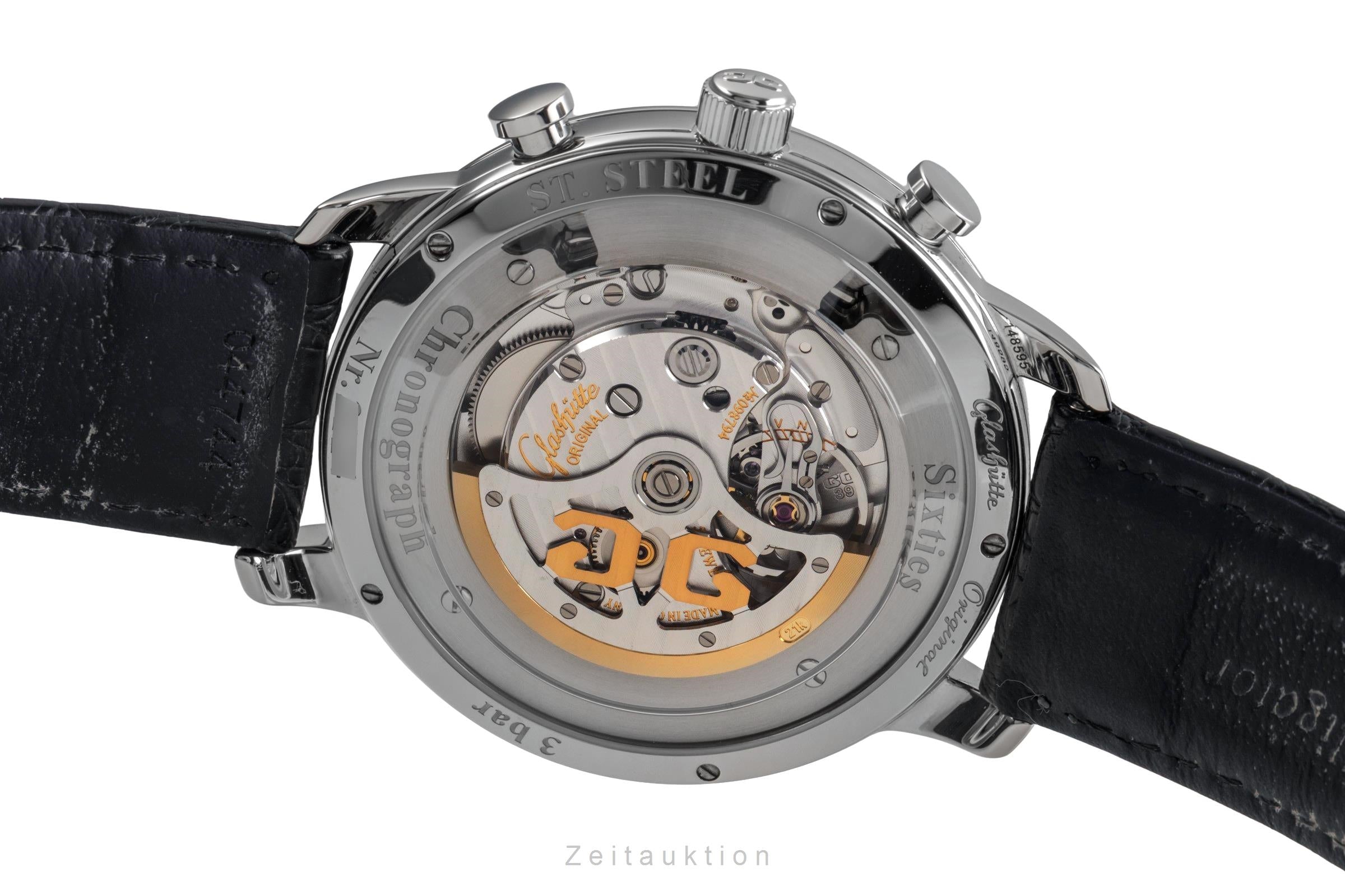 Glashütte Sixties chronograph steel automatic men's watch 1-39-34-03-22-04 LP: 8800EUR  [2503849]