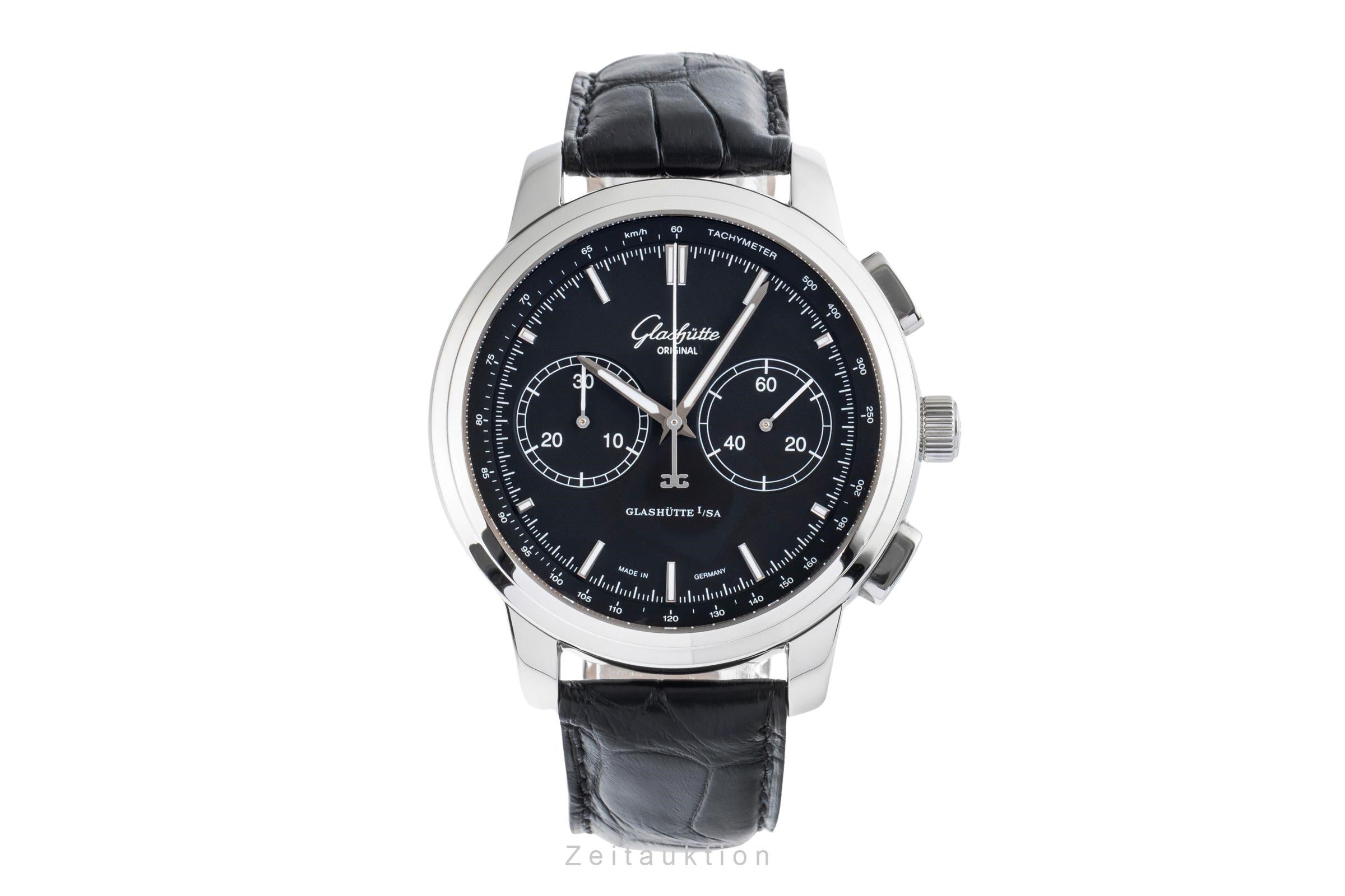Glashütte Senator chronographe acier automatique montre pour hommes 1-39-34-20-42-04  [2503925]