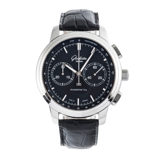 Glashütte Senator chronographe acier automatique montre pour hommes 1-39-34-20-42-04  [2503925]