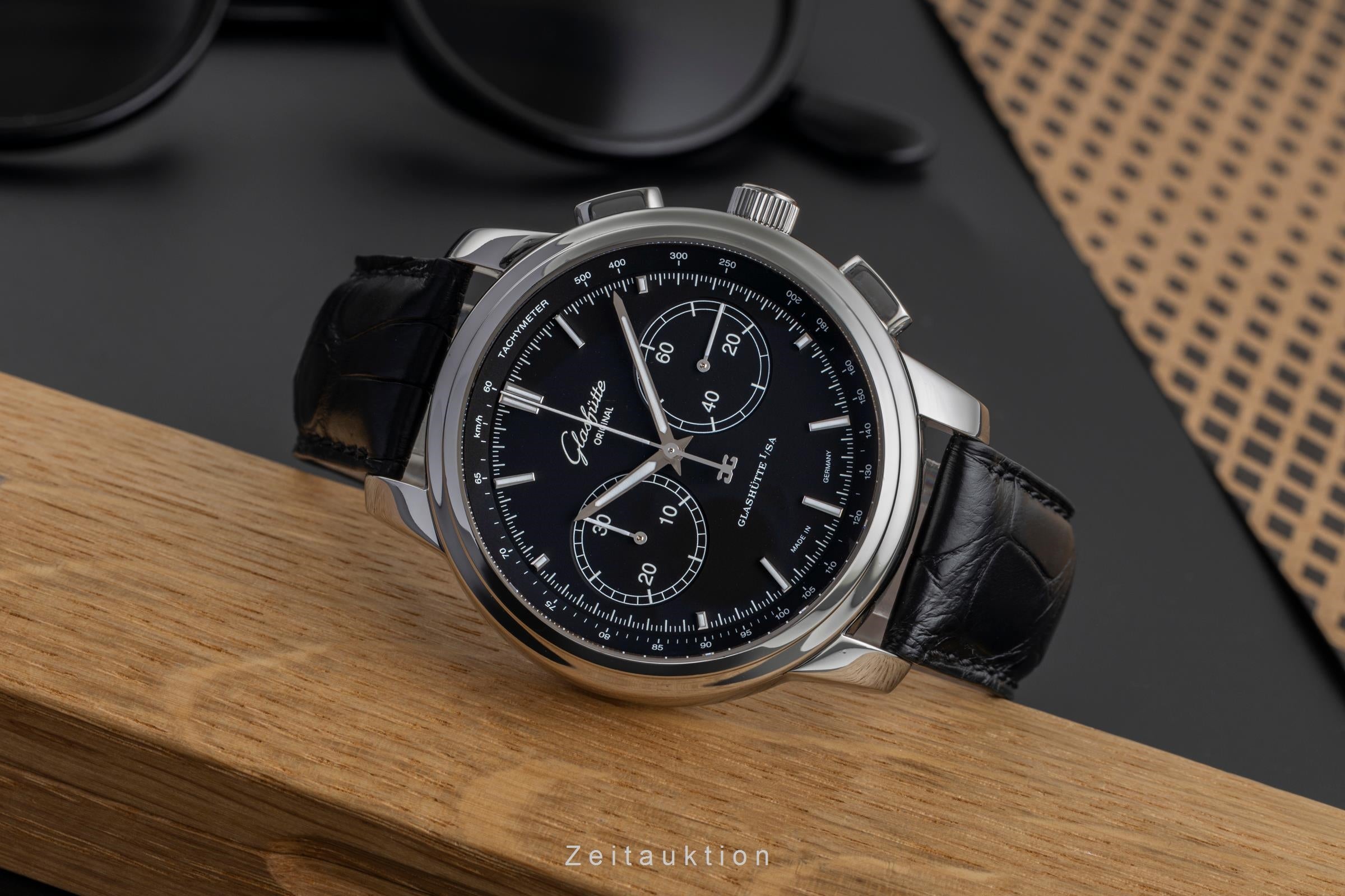 Glashütte Senator chronographe acier automatique montre pour hommes 1-39-34-20-42-04  [2503925]