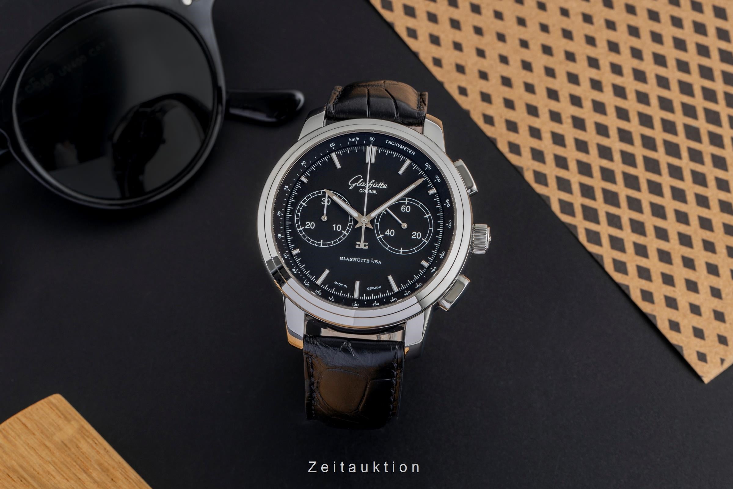 Glashütte Senator chronographe acier automatique montre pour hommes 1-39-34-20-42-04  [2503925]