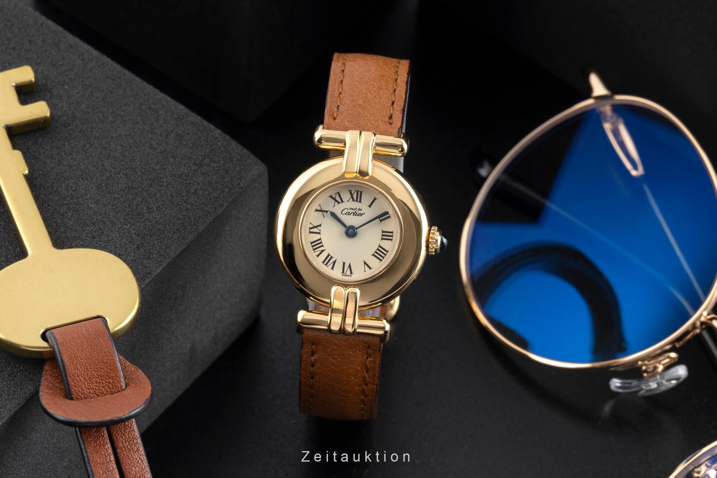 Cartier Colisee plata banada en oro cuarzo reloj para damas  590002  [2503954]
