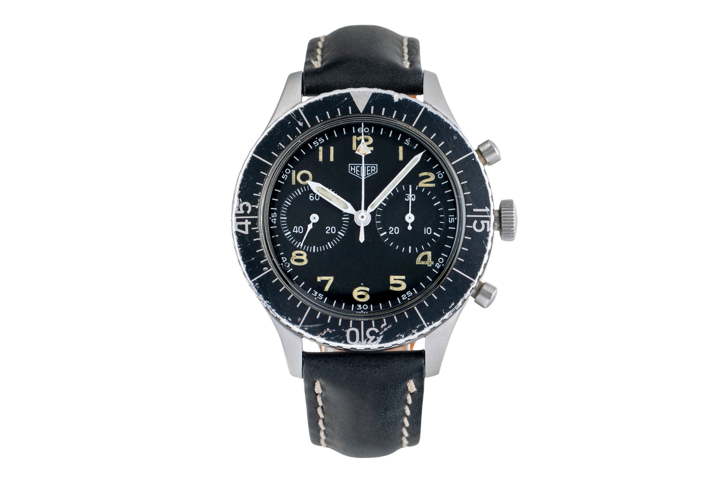 Heuer Bundeswehr chronographe acier à remontage manuel montre pour hommes 1550 SG Vintage  [2503963]