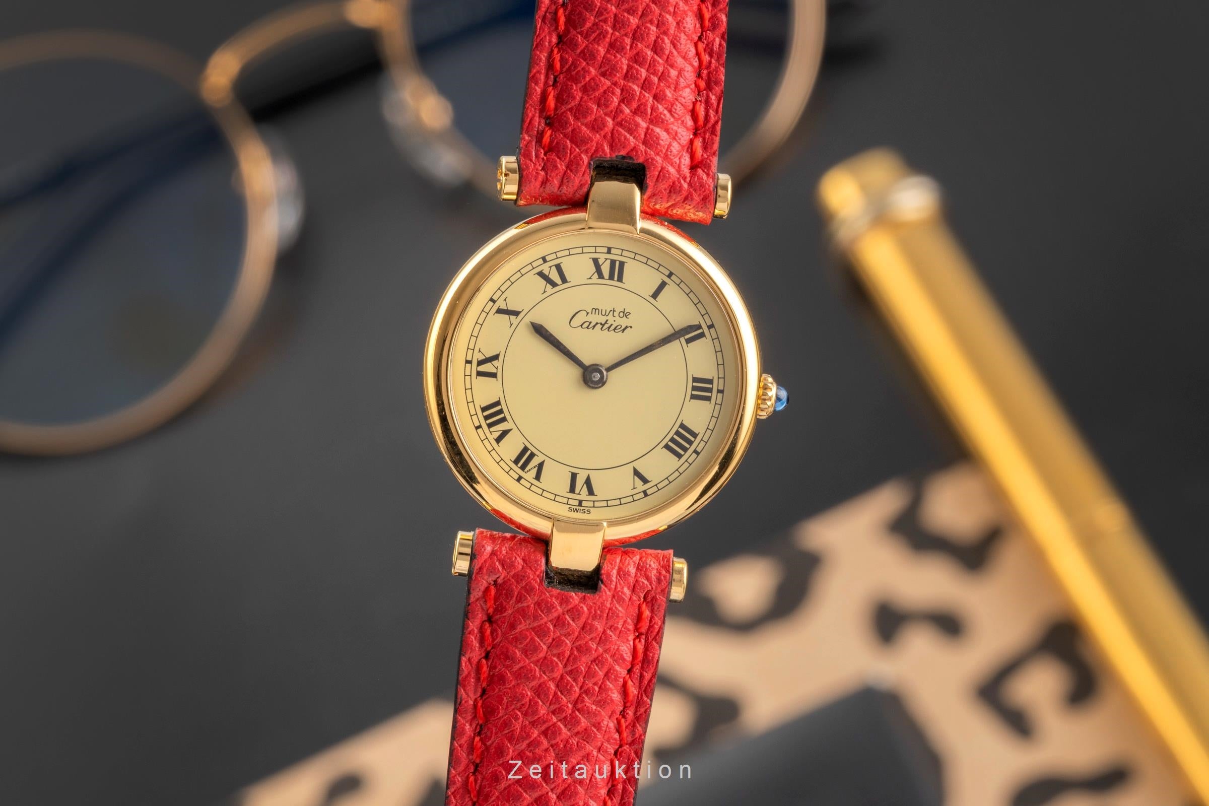 Cartier Vendome argent doré quartz montre pour femmes 84978213  [2503974]