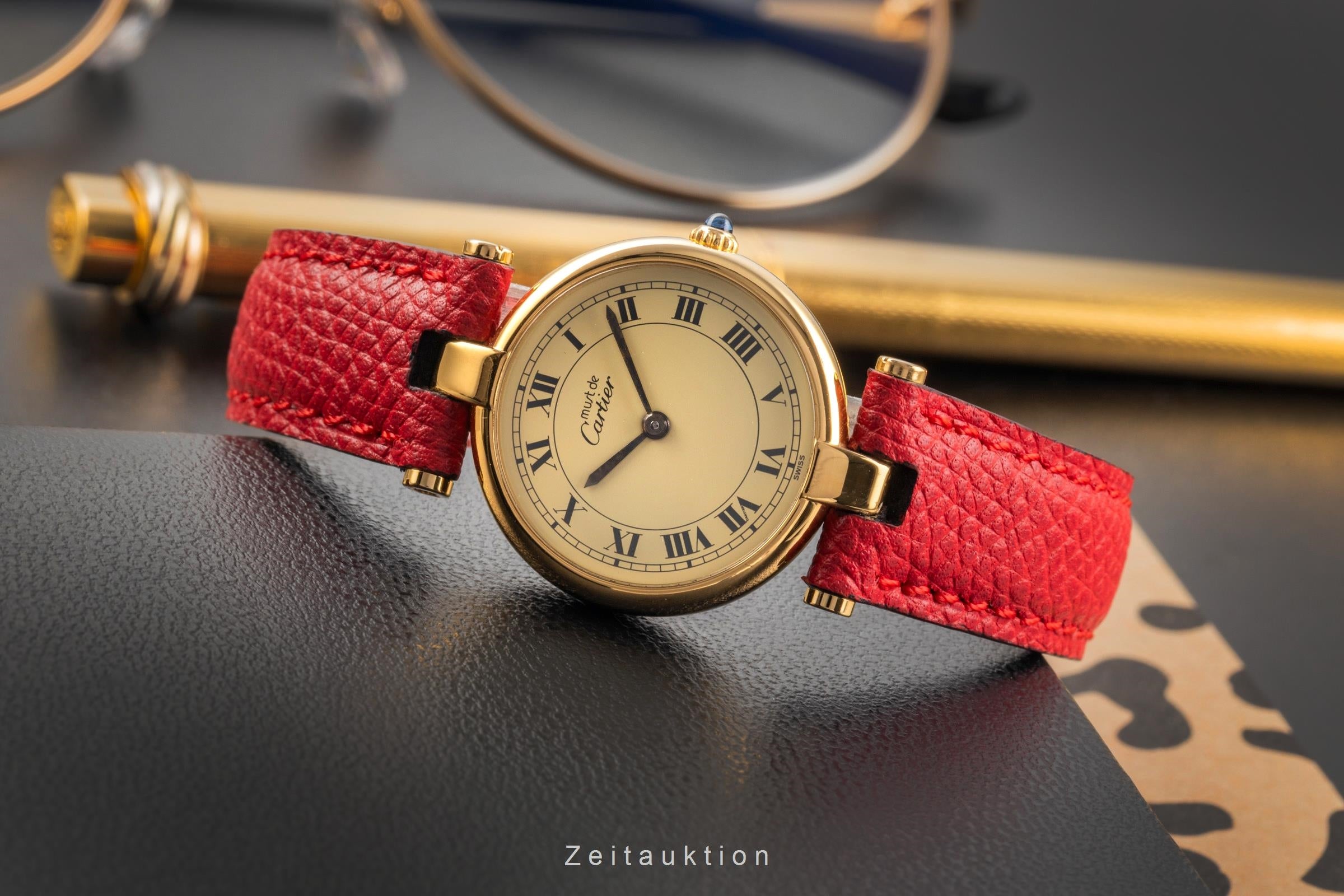 Cartier Vendome argent doré quartz montre pour femmes 84978213  [2503974]