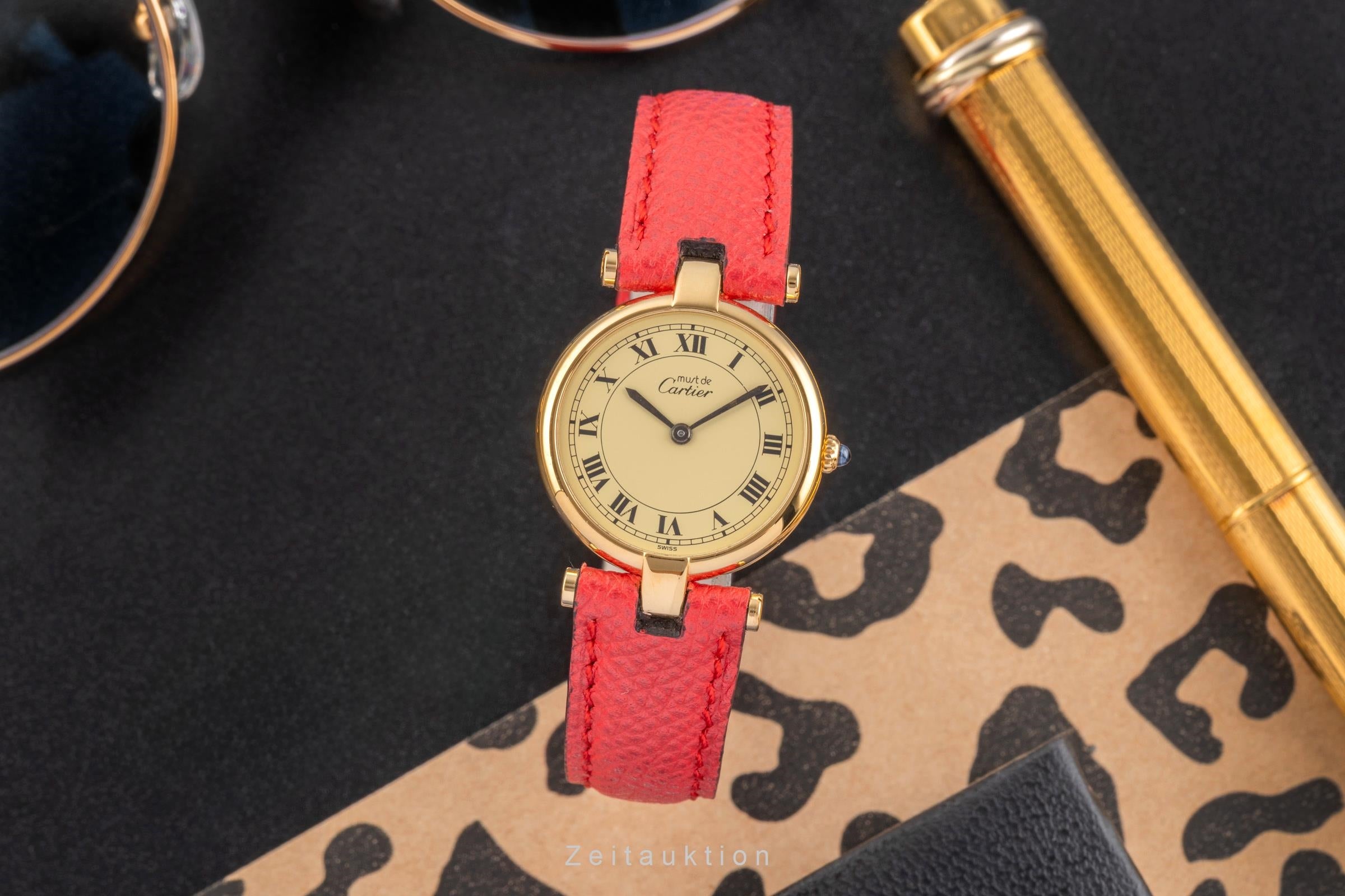 Cartier Vendome argent doré quartz montre pour femmes 84978213  [2503974]