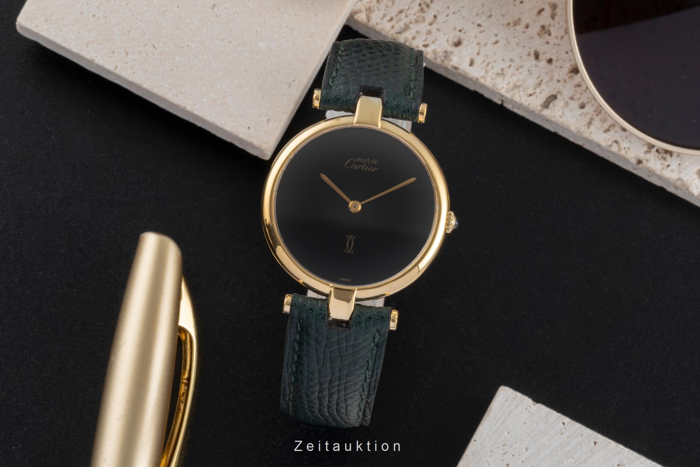 Cartier Vendome LC GM Vermeil 925 Silber "Black Dial" Medium Size Box [2504012]