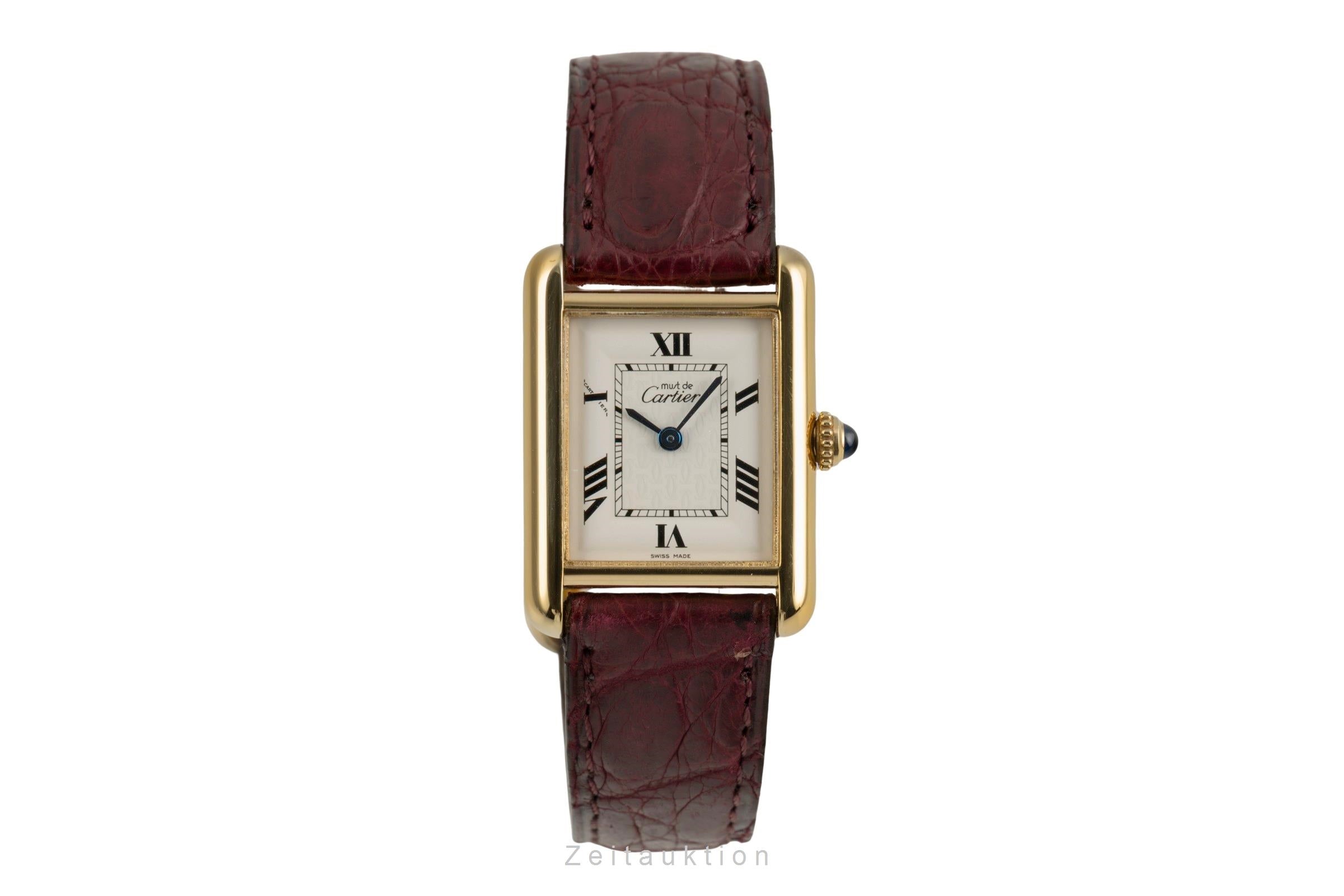 Cartier must Tank SM 925 Silber vergoldet Quarz Damenuhr Ref. W1013654 2415 [2504014]