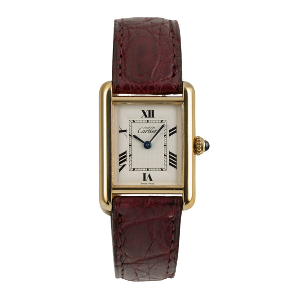 Cartier must Tank SM 925 Silber vergoldet Quarz Damenuhr Ref. W1013654 2415 [2504014]
