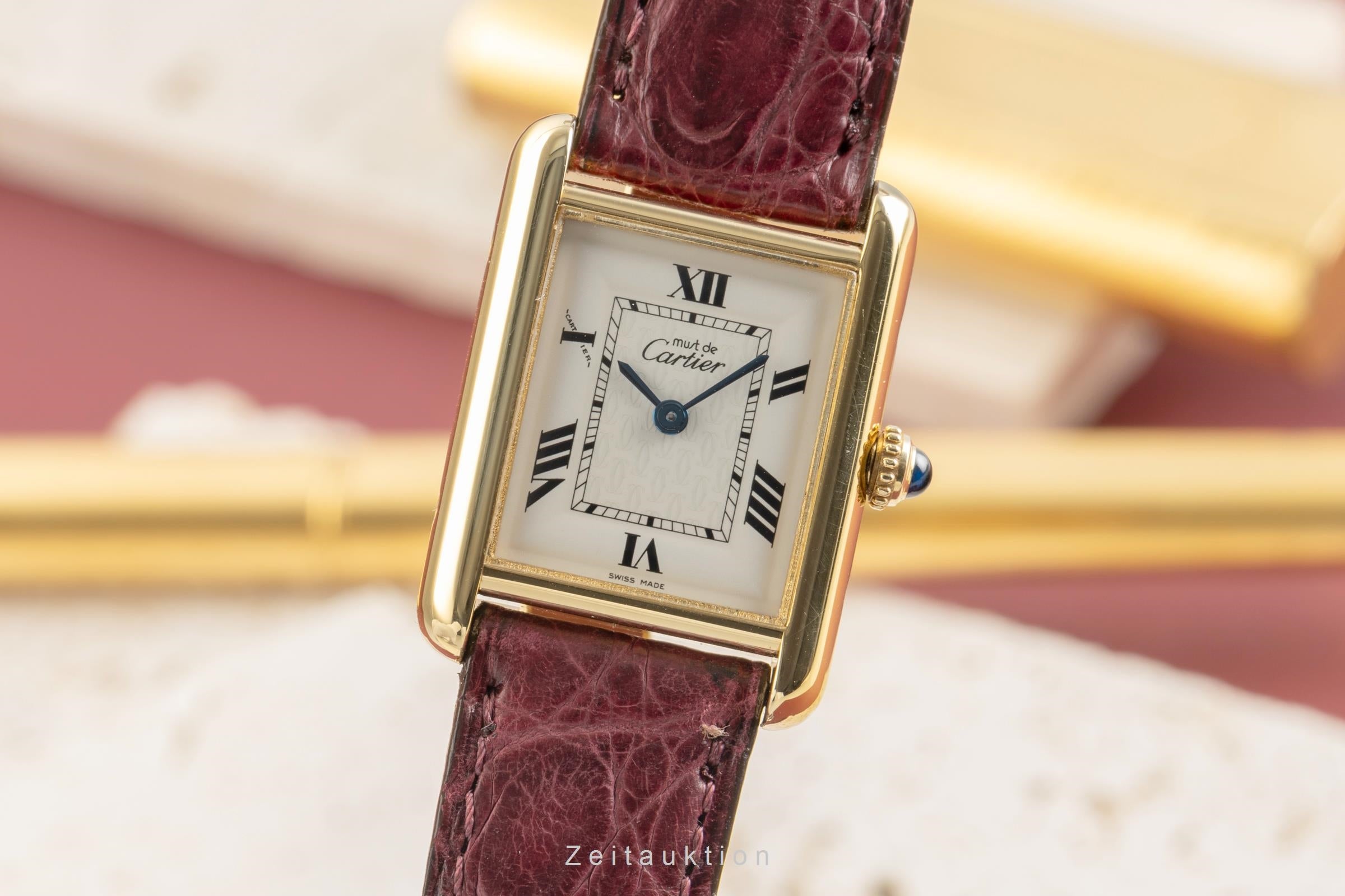 Cartier must Tank SM 925 Silber vergoldet Quarz Damenuhr Ref. W1013654 2415 [2504014]