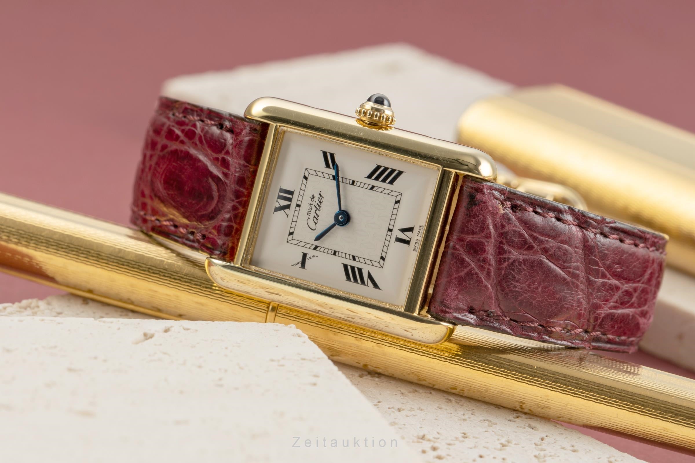 Cartier must Tank SM 925 Silber vergoldet Quarz Damenuhr Ref. W1013654 2415 [2504014]