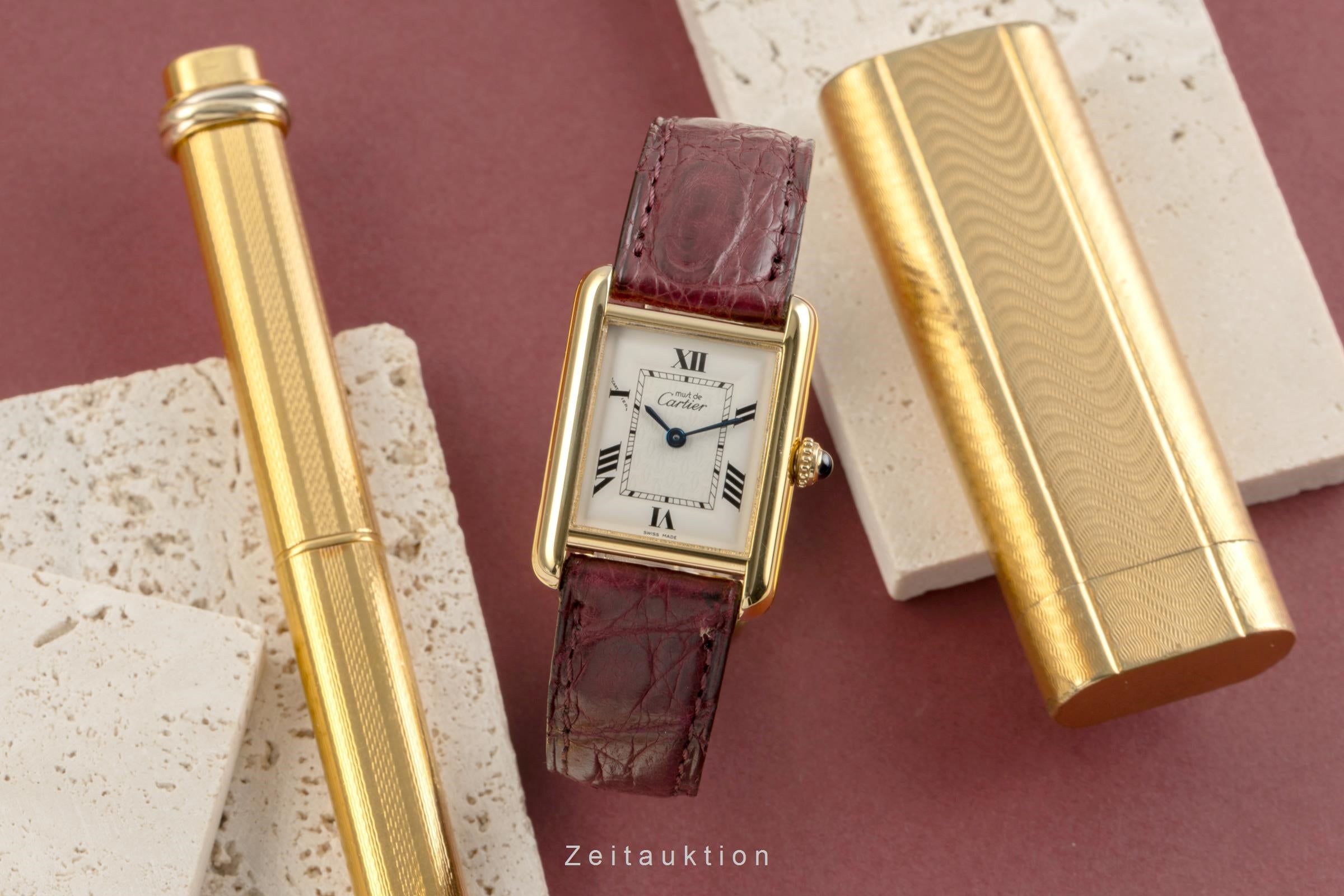 Cartier must Tank SM 925 Silber vergoldet Quarz Damenuhr Ref. W1013654 2415 [2504014]