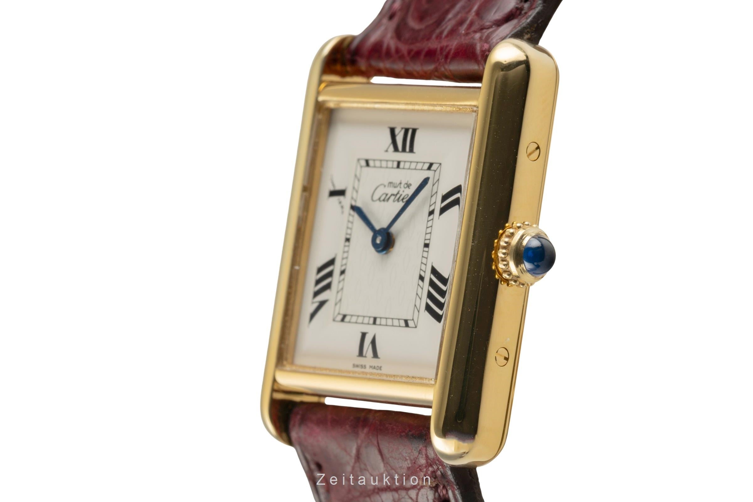 Cartier must Tank SM 925 Silber vergoldet Quarz Damenuhr Ref. W1013654 2415 [2504014]