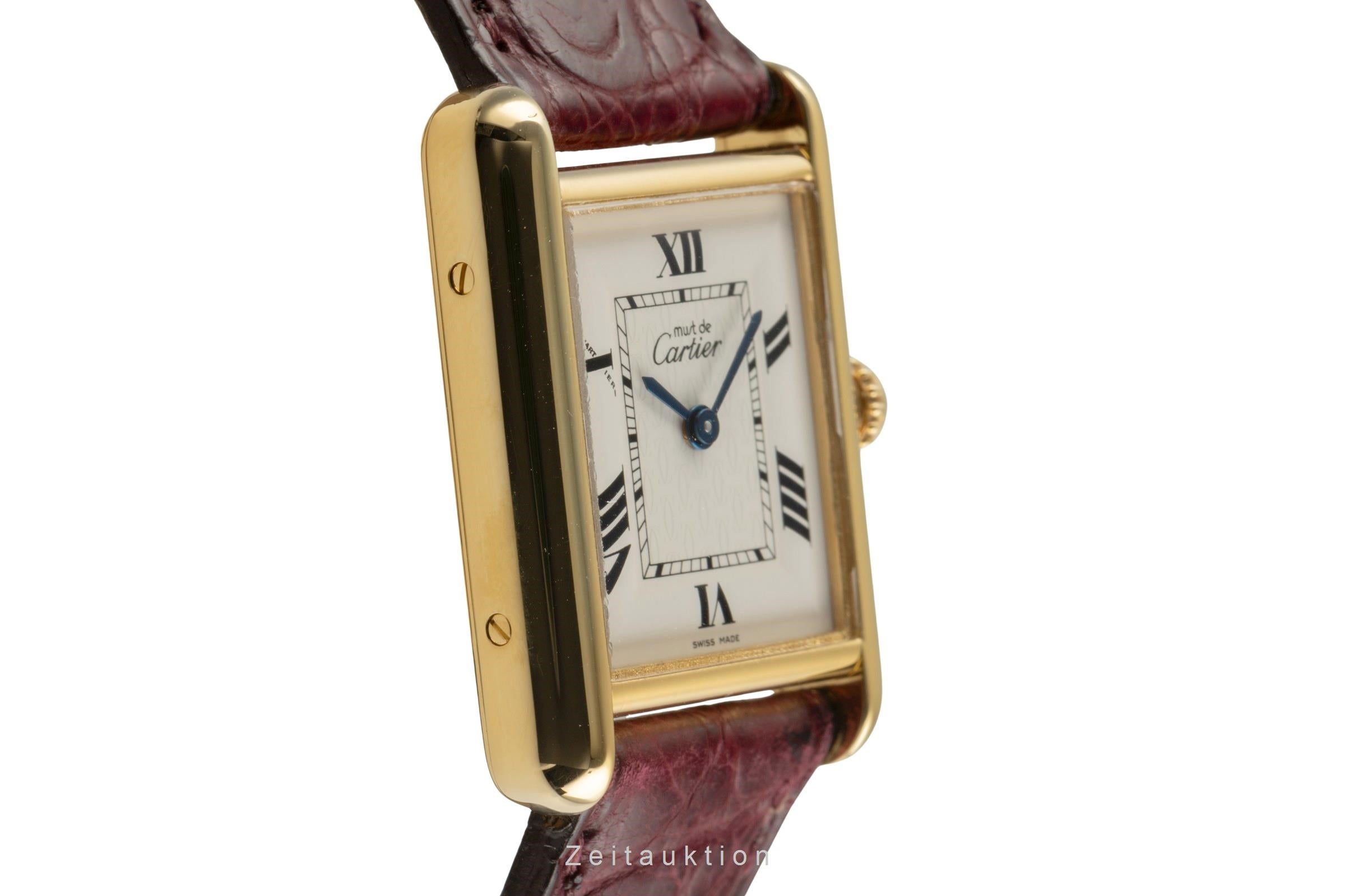 Cartier must Tank SM 925 Silber vergoldet Quarz Damenuhr Ref. W1013654 2415 [2504014]
