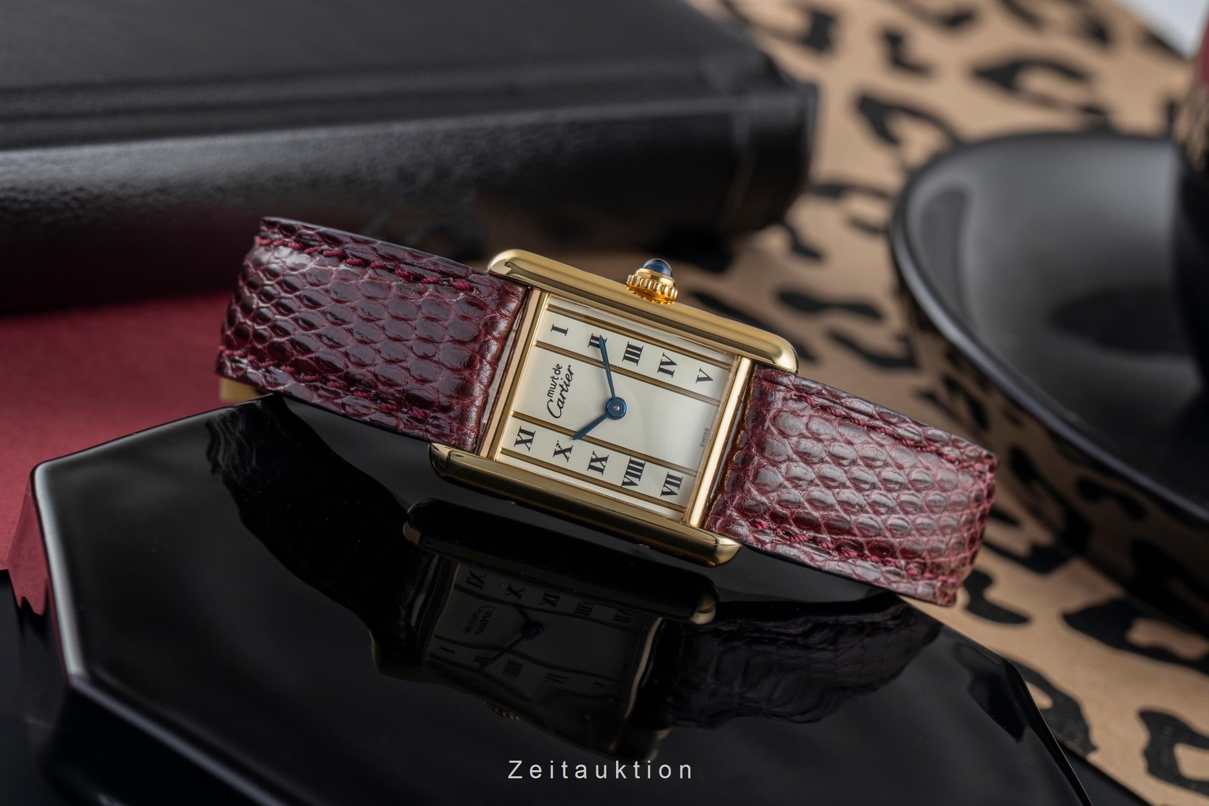 Cartier must Tank SM Vermeil "Column Dial" 925 Silber Damenuhr Ref. 5057001 [2504015]