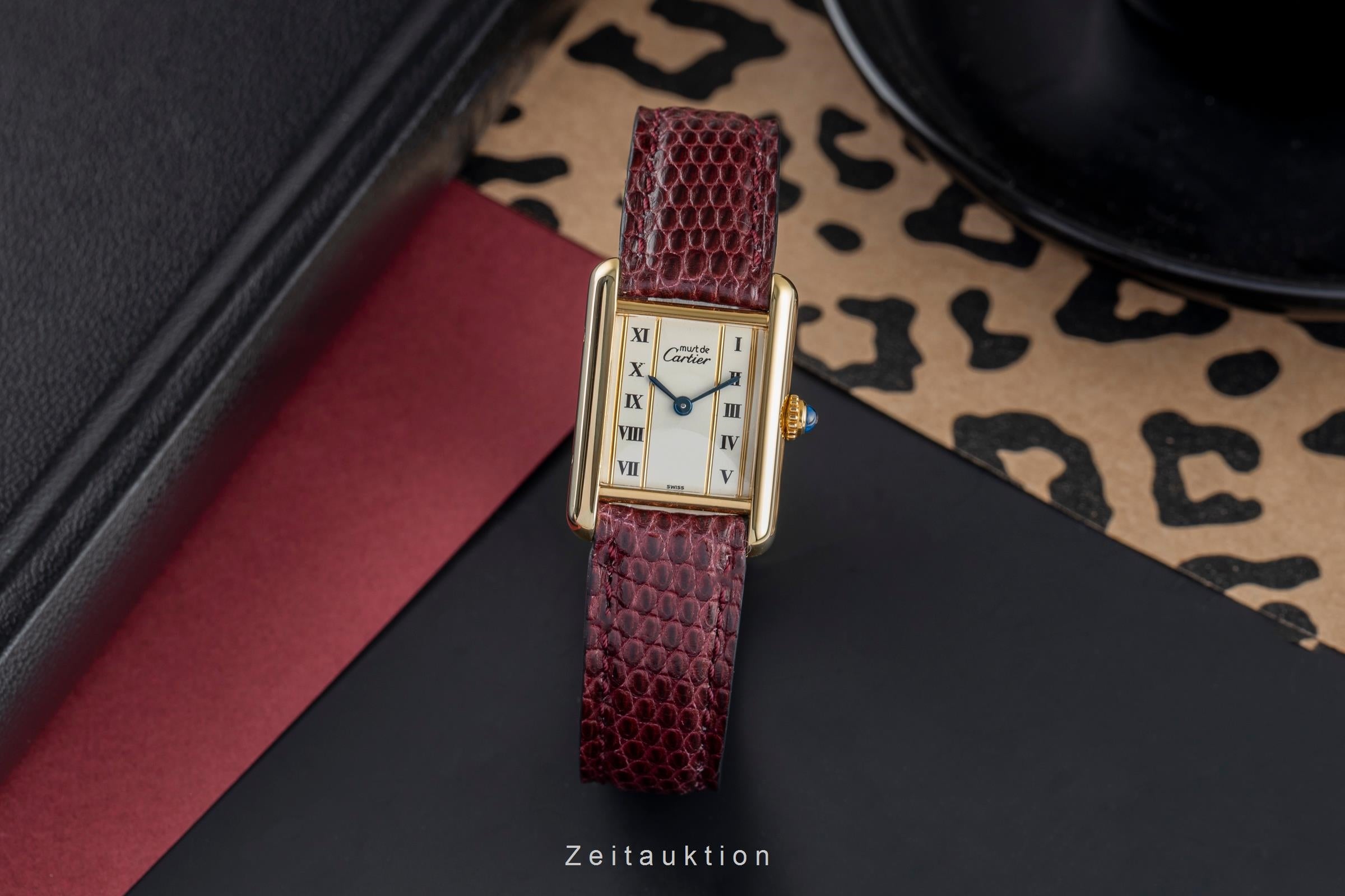 Cartier must Tank SM Vermeil "Column Dial" 925 Silber Damenuhr Ref. 5057001 [2504015]