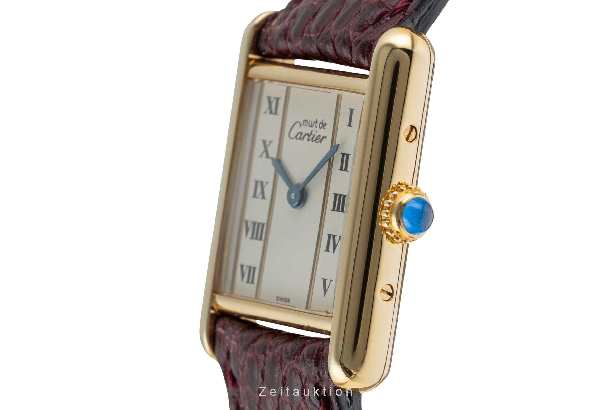 Cartier must Tank SM Vermeil "Column Dial" 925 Silber Damenuhr Ref. 5057001 [2504015]