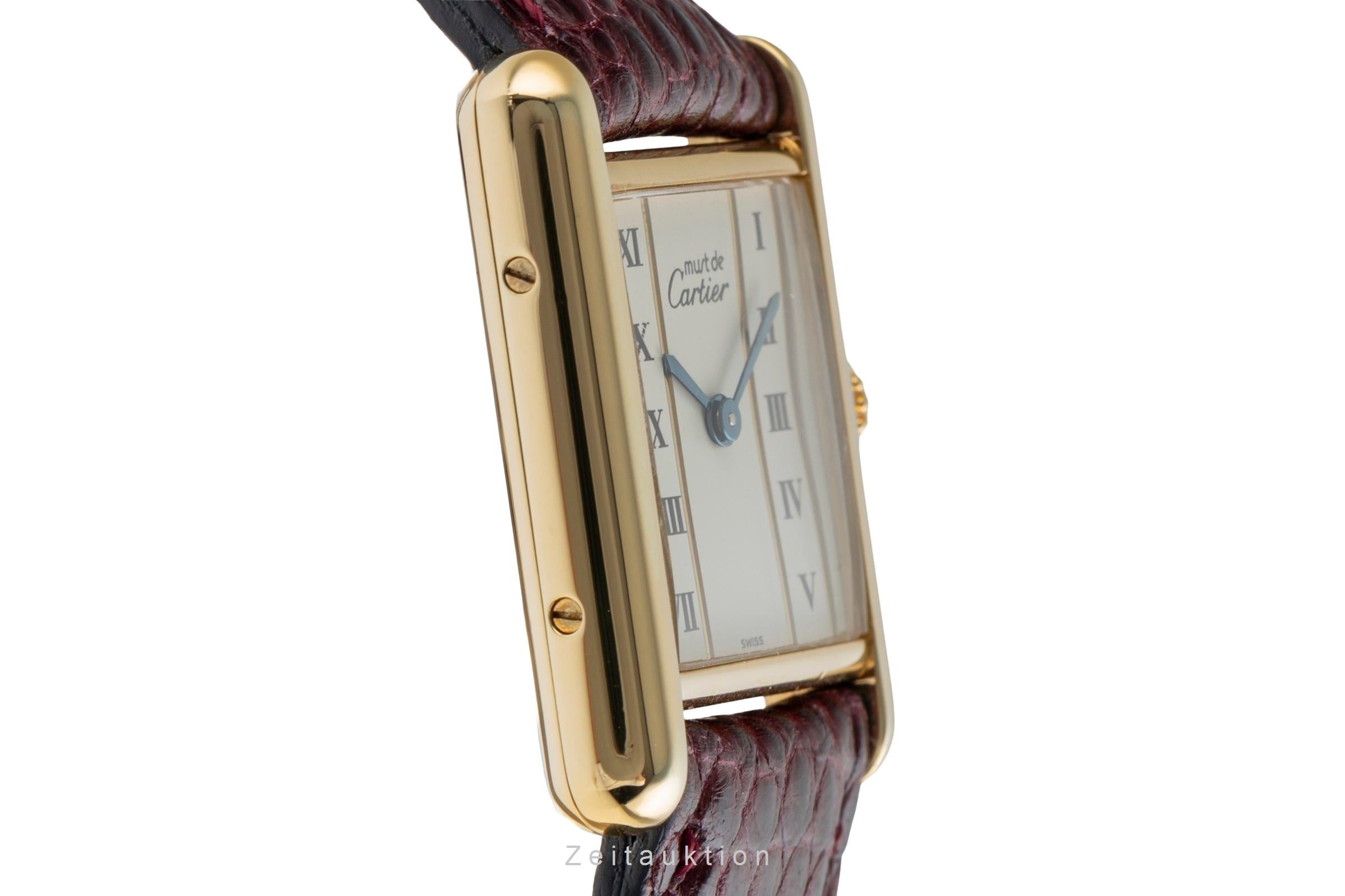Cartier must Tank SM Vermeil "Column Dial" 925 Silber Damenuhr Ref. 5057001 [2504015]