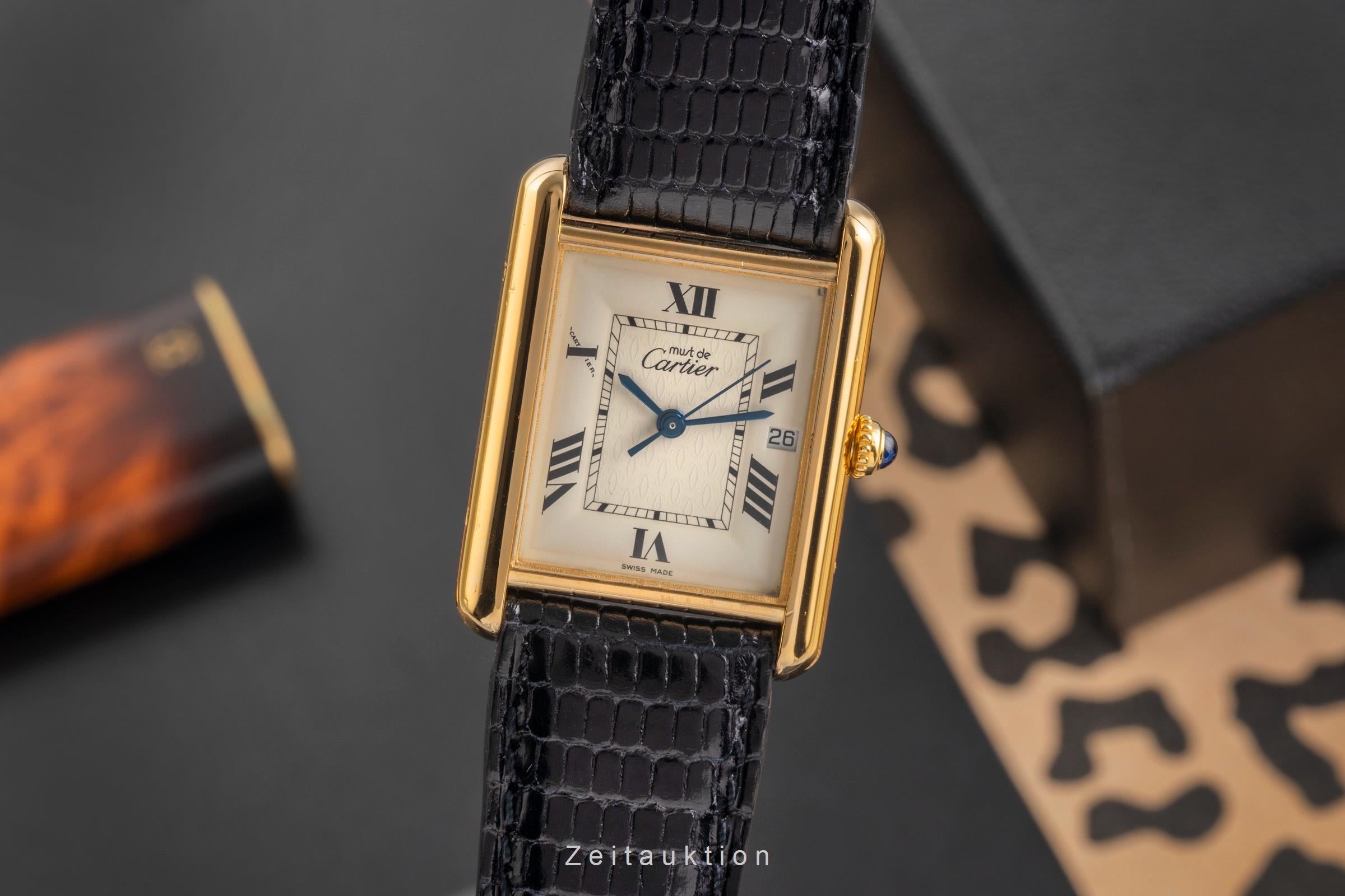 Cartier must Tank LM Silber vergoldet Quarz Herrenuhr Medium Ref. W1013754 2413 [2504018]