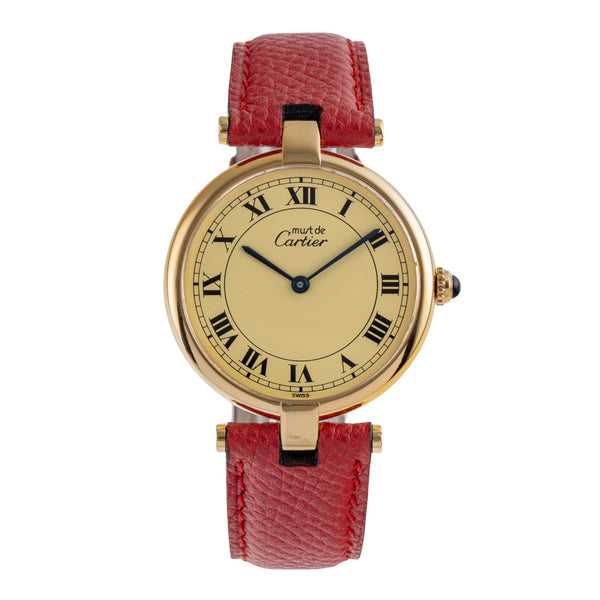 Cartier Vendome plata banada en oro cuarzo unisex 590003  [2504021]