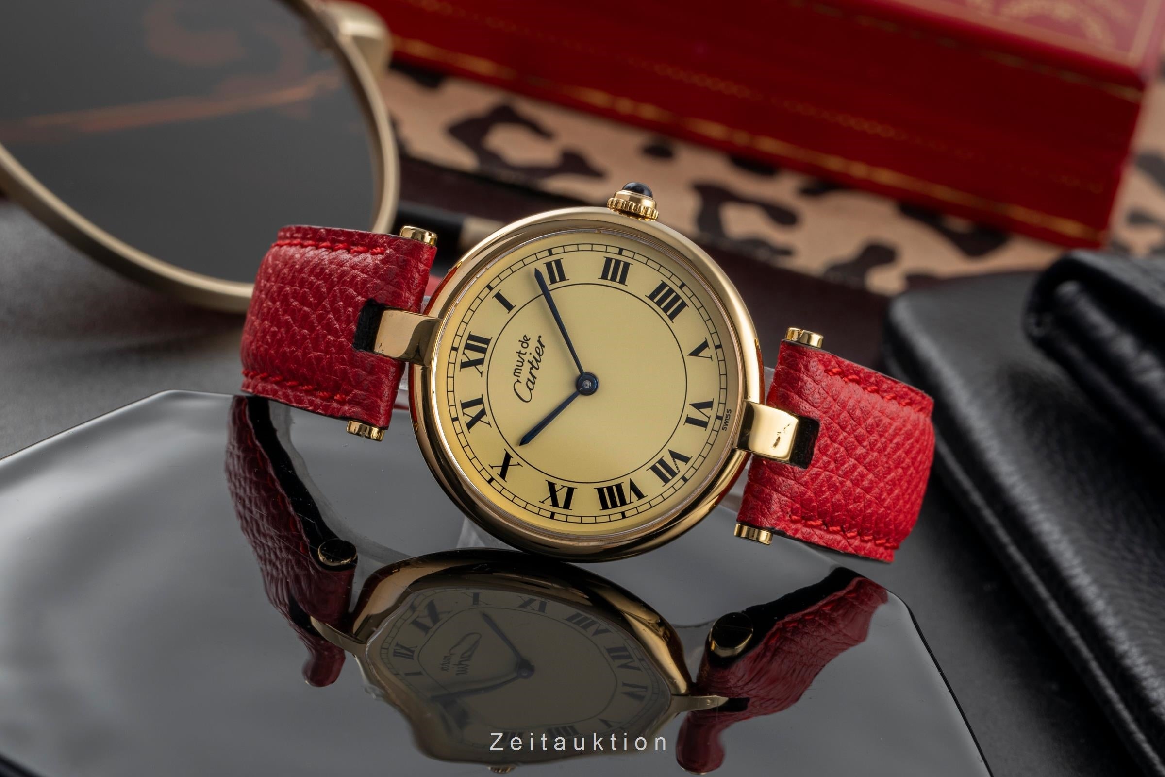 Cartier Vendome plata banada en oro cuarzo unisex 590003  [2504021]