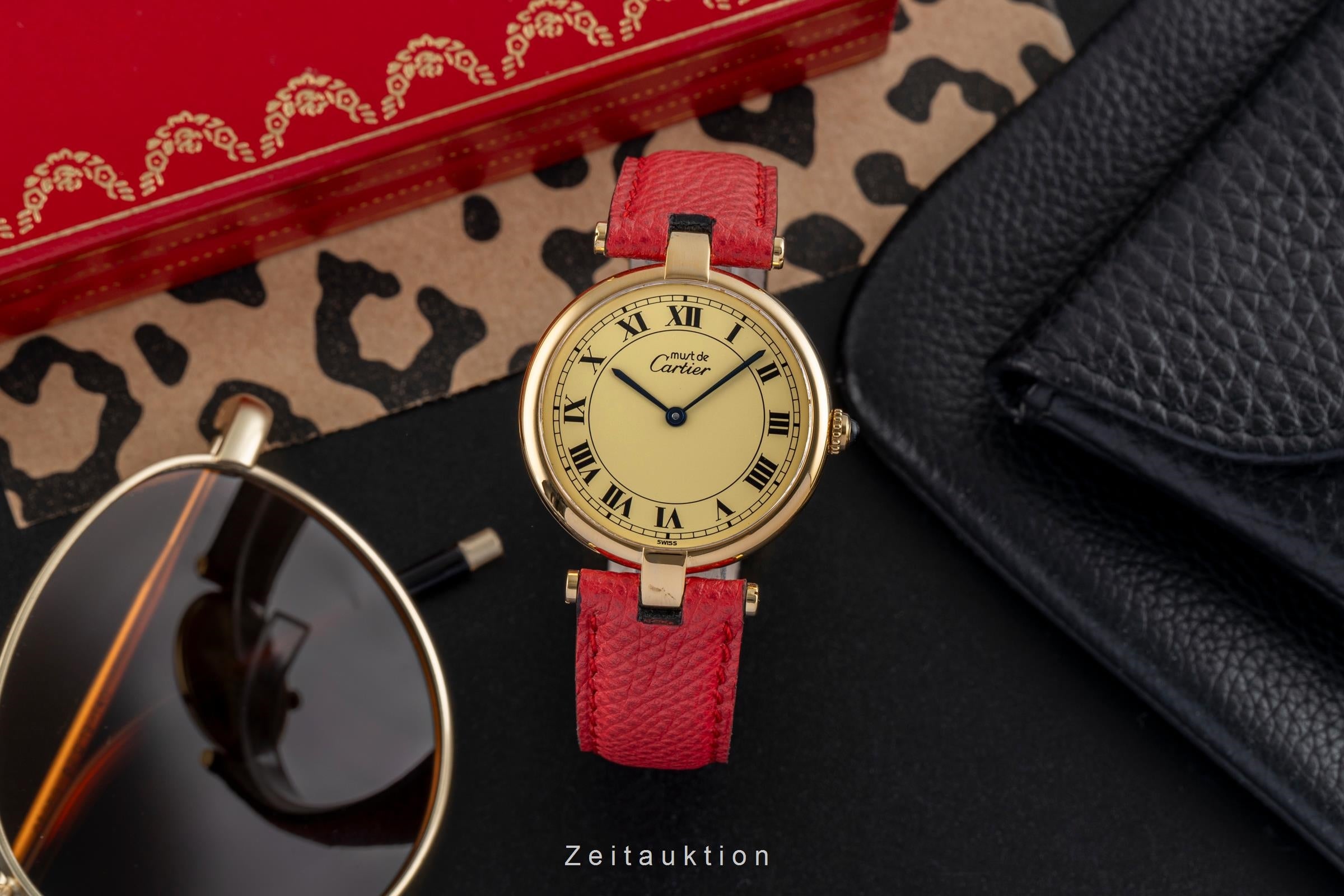 Cartier Vendome plata banada en oro cuarzo unisex 590003  [2504021]