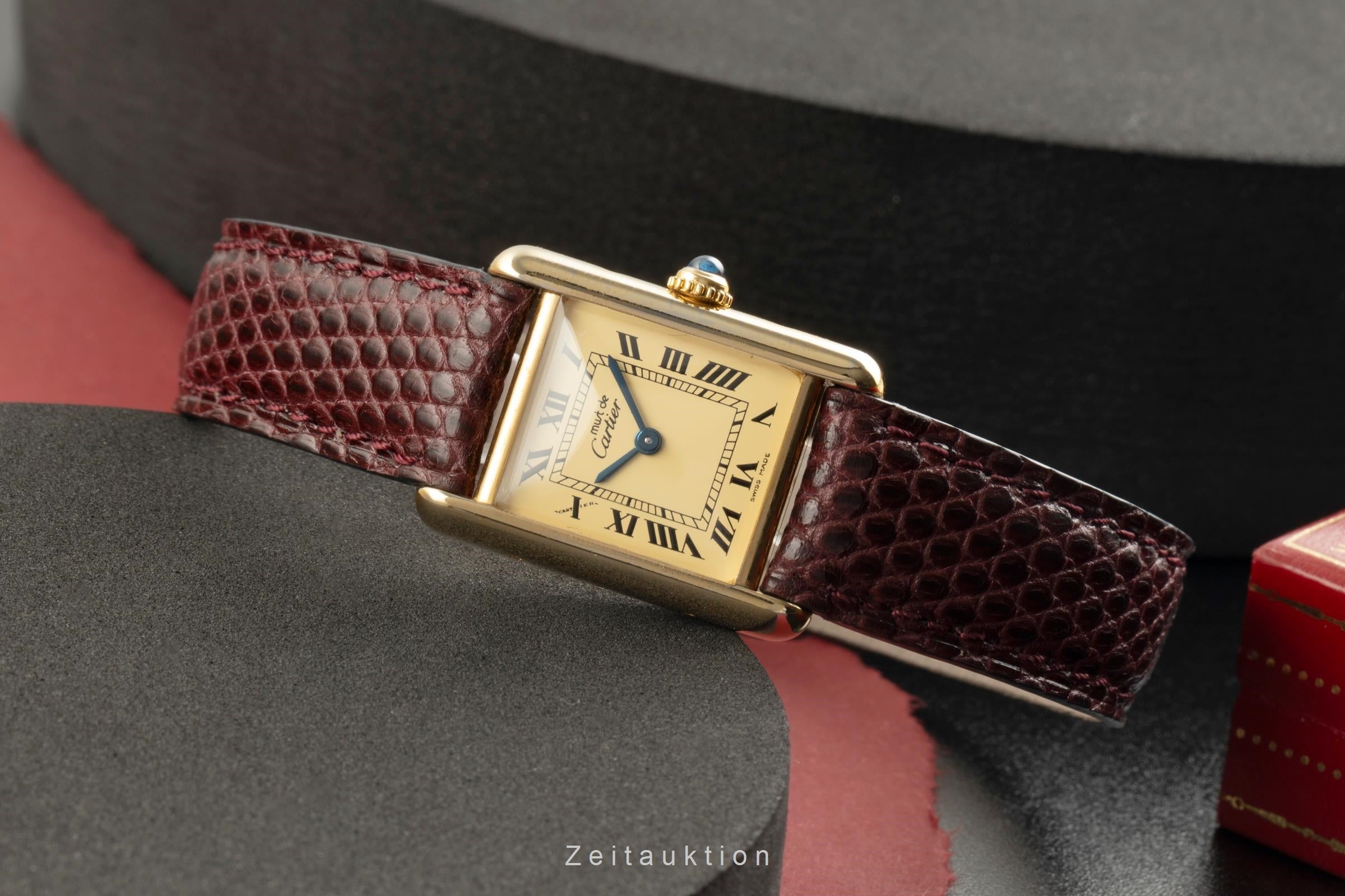 Cartier must Tank SM Vermeil "Ivory Dial" Silber Damenuhr Ref. W1001354 5057001 [2504022]