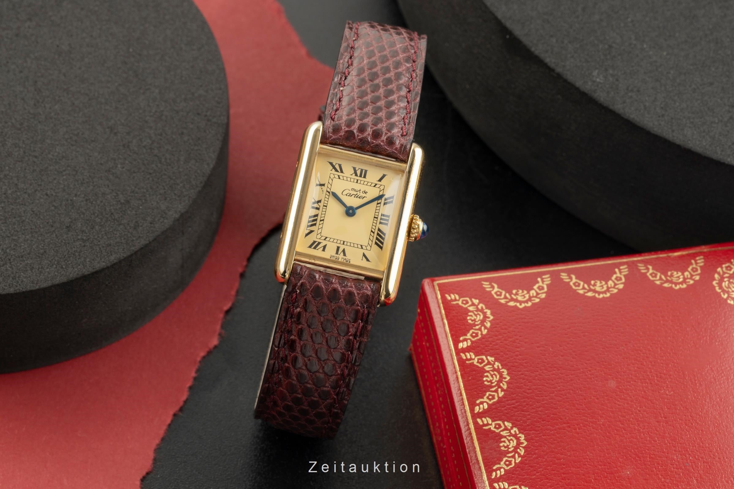 Cartier must Tank SM Vermeil "Ivory Dial" Silber Damenuhr Ref. W1001354 5057001 [2504022]