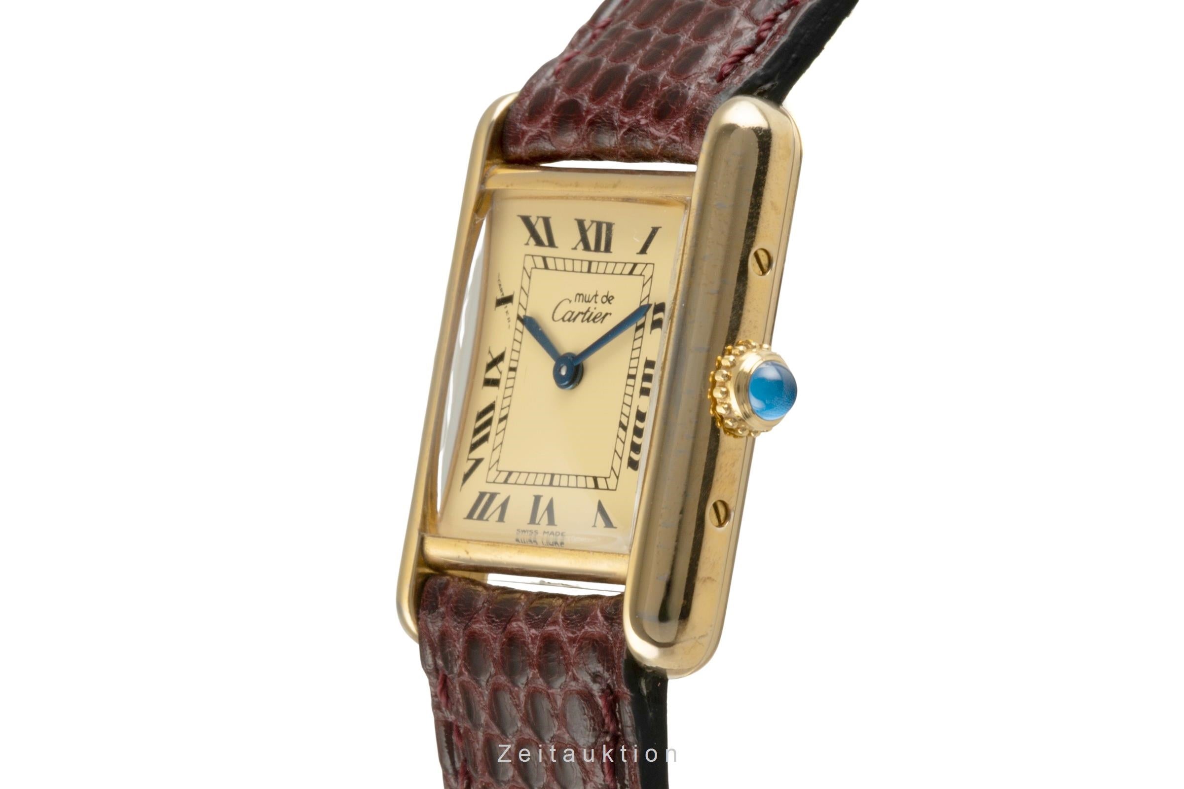 Cartier must Tank SM Vermeil "Ivory Dial" Silber Damenuhr Ref. W1001354 5057001 [2504022]