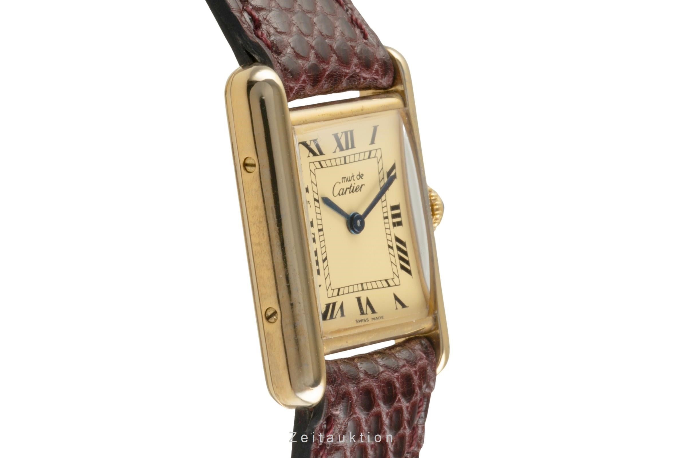 Cartier must Tank SM Vermeil "Ivory Dial" Silber Damenuhr Ref. W1001354 5057001 [2504022]