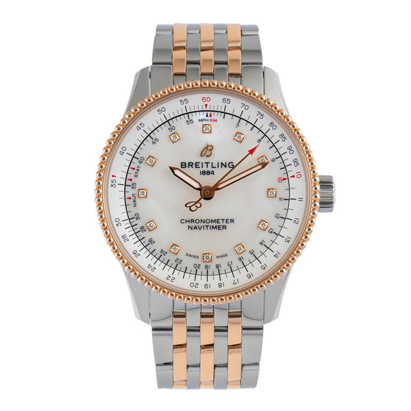 Breitling Navitimer Automatik Stahl Gold MOP Diamonds Ref. U17395211A1P1 B&P [2504056]