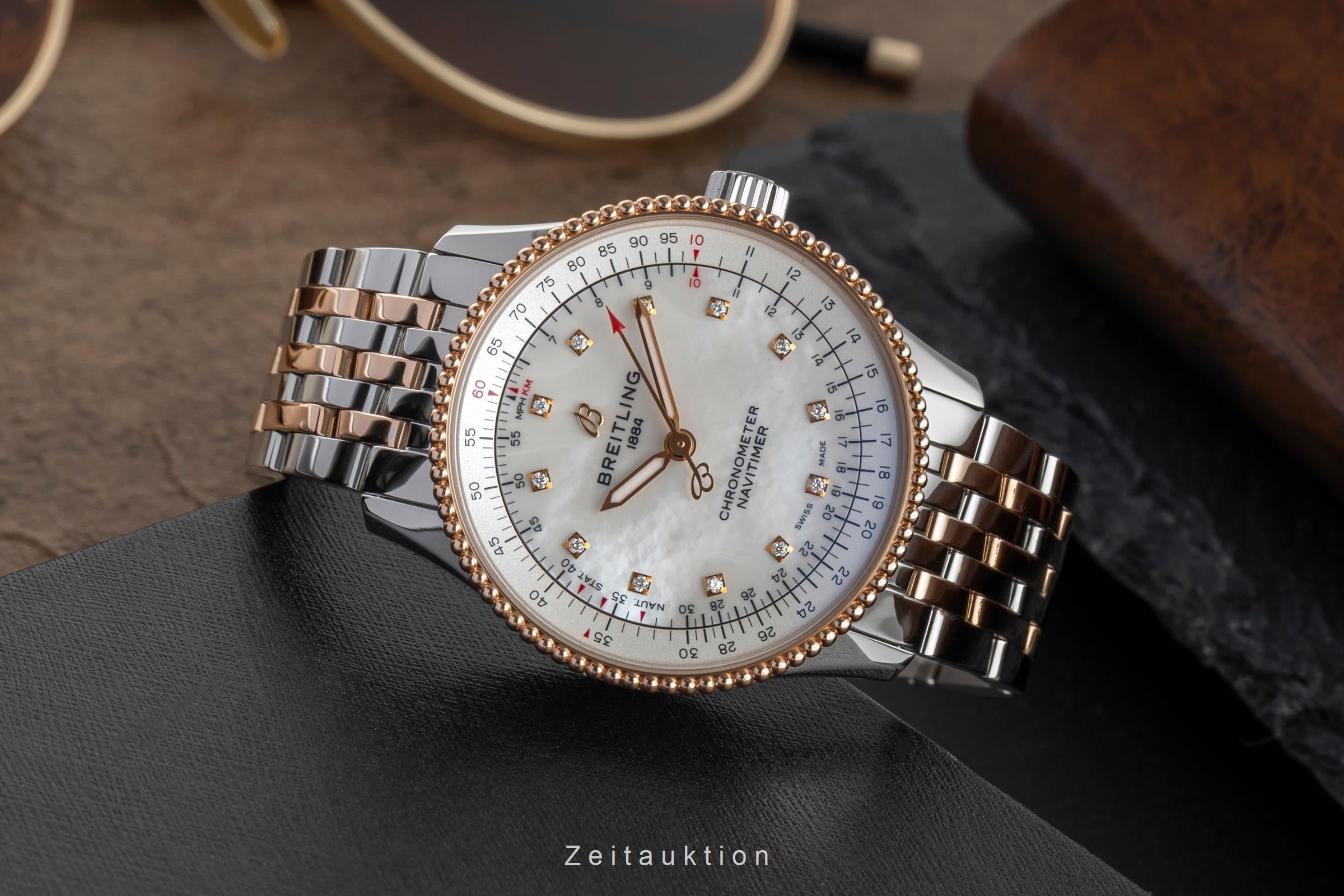 Breitling Navitimer Automatik Stahl Gold MOP Diamonds Ref. U17395211A1P1 B&P [2504056]