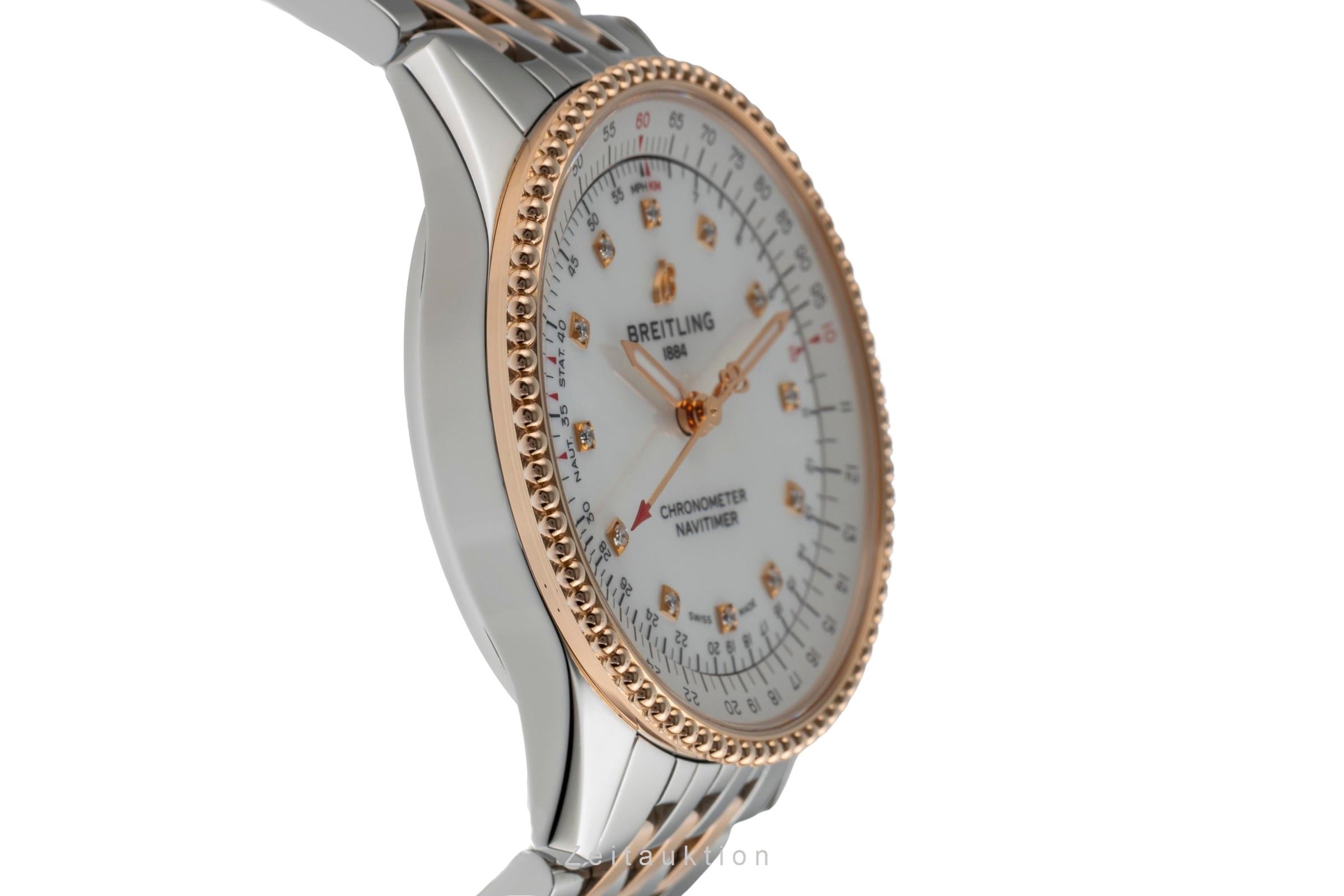 Breitling Navitimer Automatik Stahl Gold MOP Diamonds Ref. U17395211A1P1 B&P [2504056]