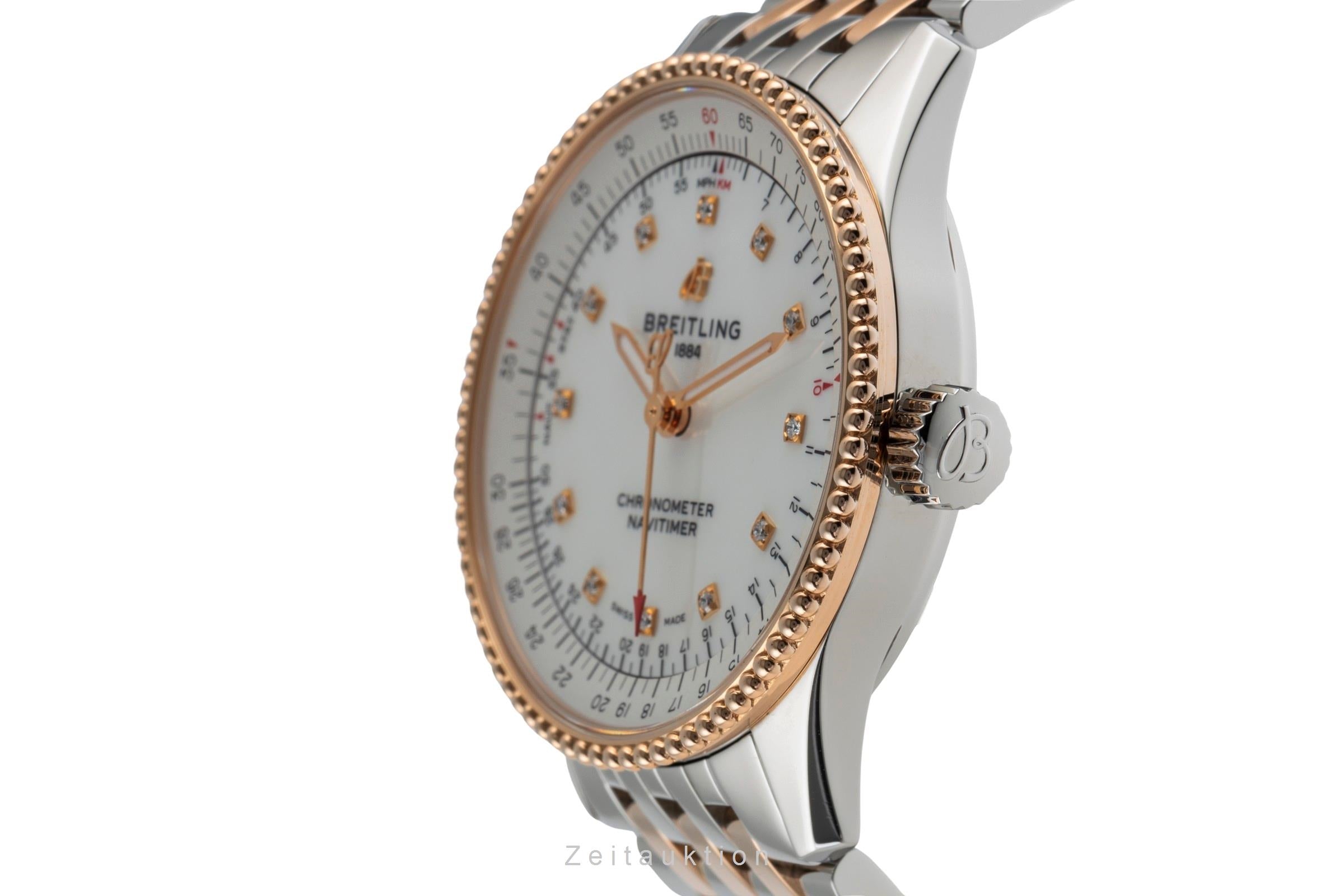 Breitling Navitimer Automatik Stahl Gold MOP Diamonds Ref. U17395211A1P1 B&P [2504056]