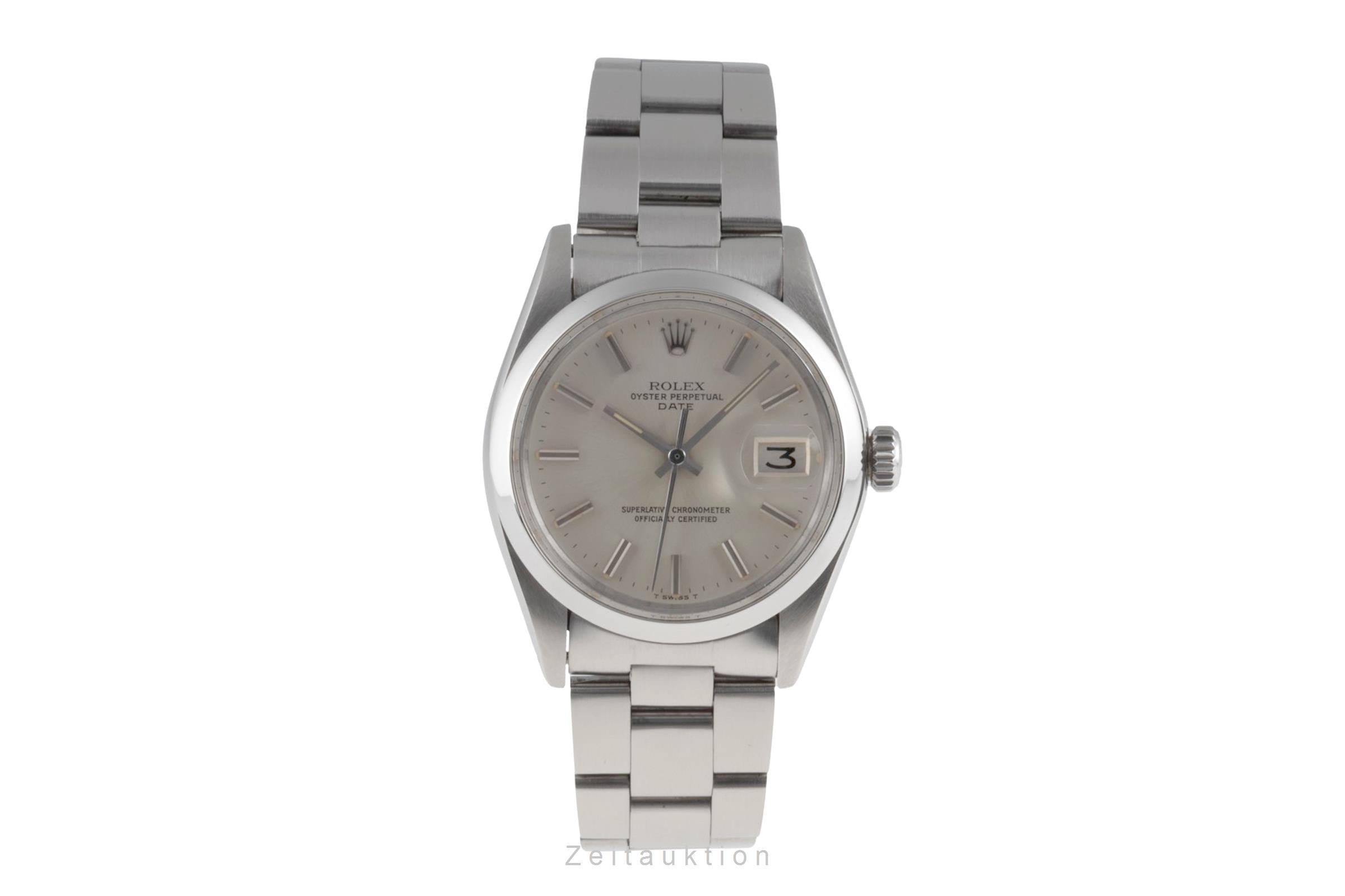 Rolex Date 34 White Dial Edelstahl Automatik Herrenuhr Ref. 1500 Klassiker [2504070]