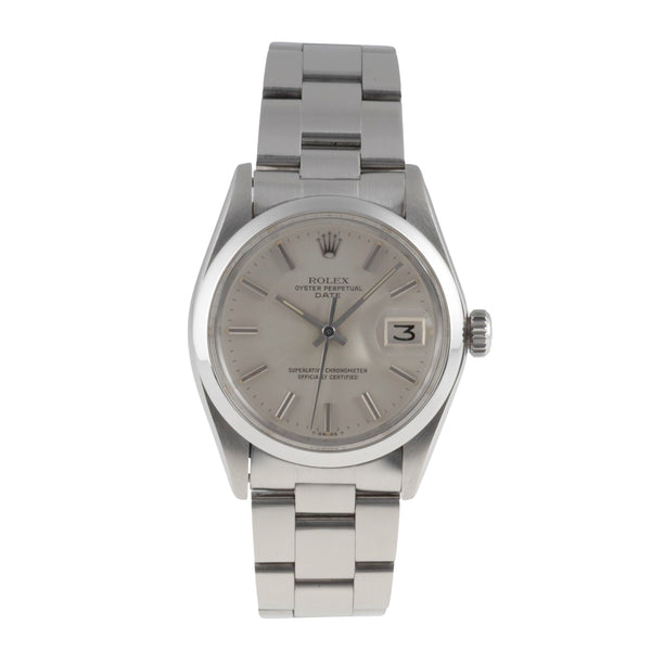Rolex Date 34 White Dial Edelstahl Automatik Herrenuhr Ref. 1500 Klassiker [2504070]