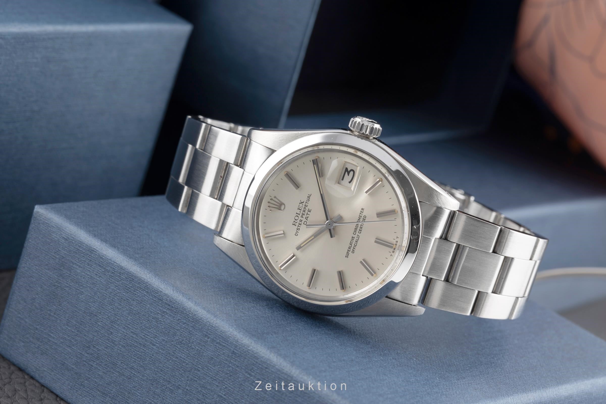Rolex Date 34 White Dial Edelstahl Automatik Herrenuhr Ref. 1500 Klassiker [2504070]