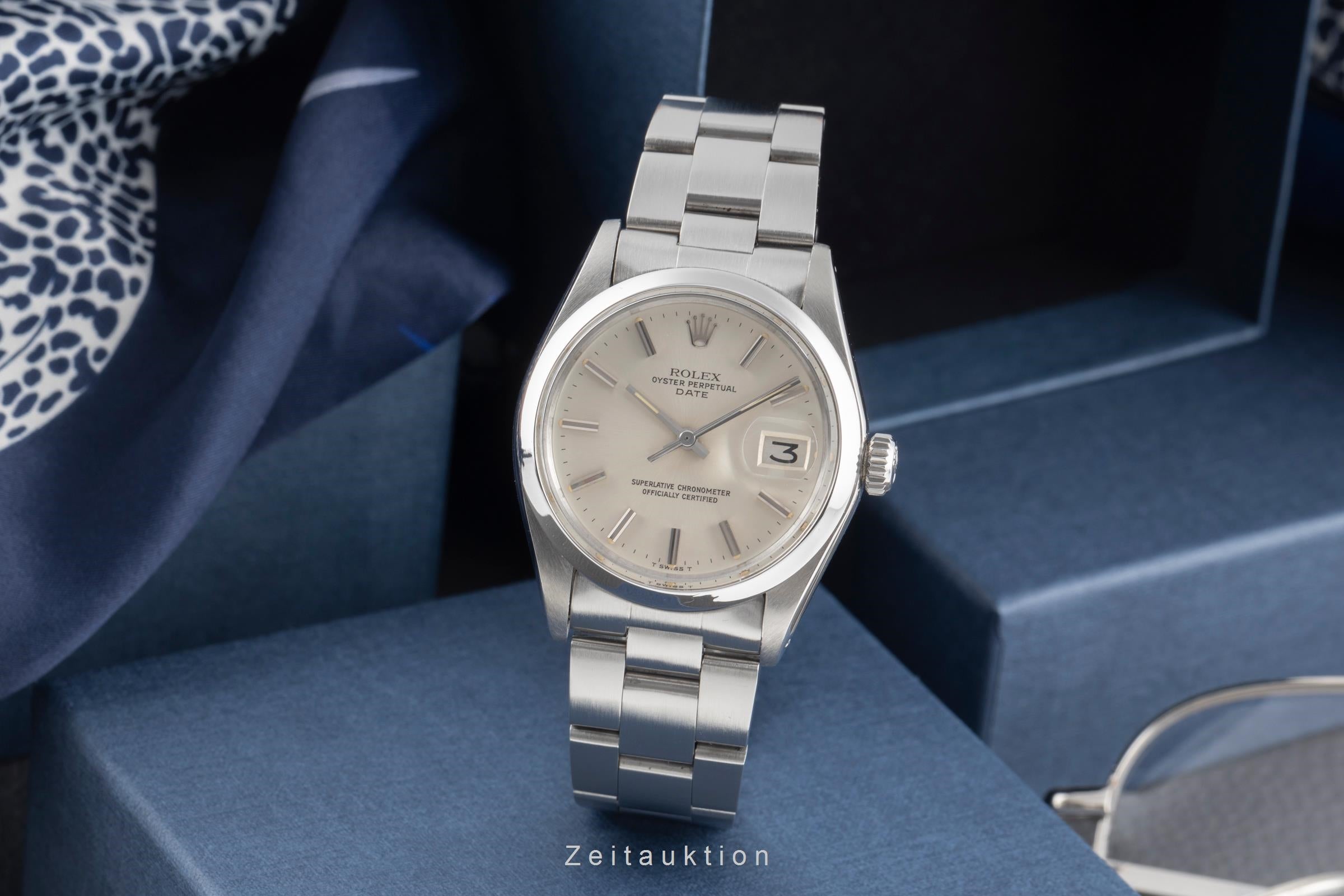 Rolex Date 34 White Dial Edelstahl Automatik Herrenuhr Ref. 1500 Klassiker [2504070]