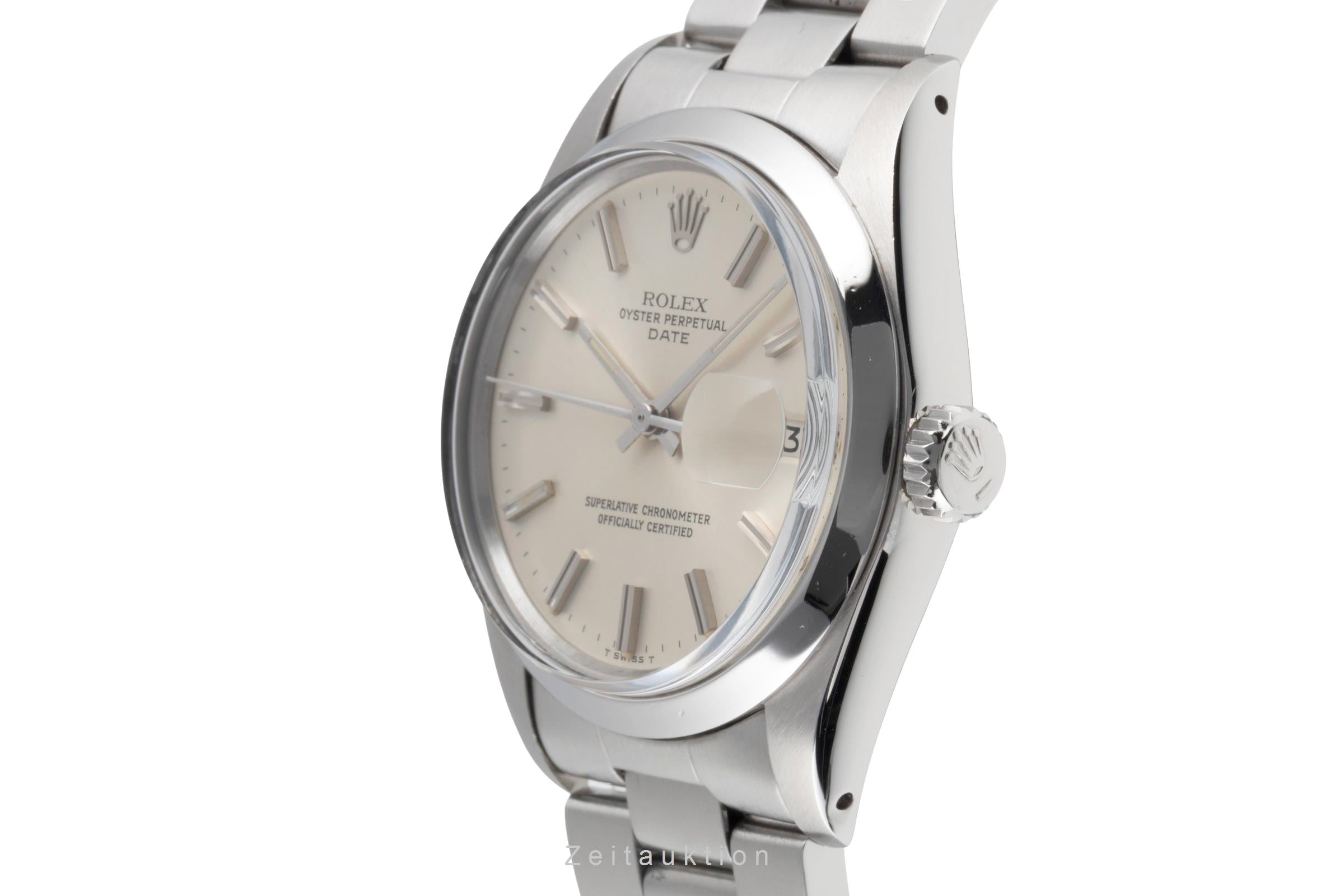 Rolex Date 34 White Dial Edelstahl Automatik Herrenuhr Ref. 1500 Klassiker [2504070]