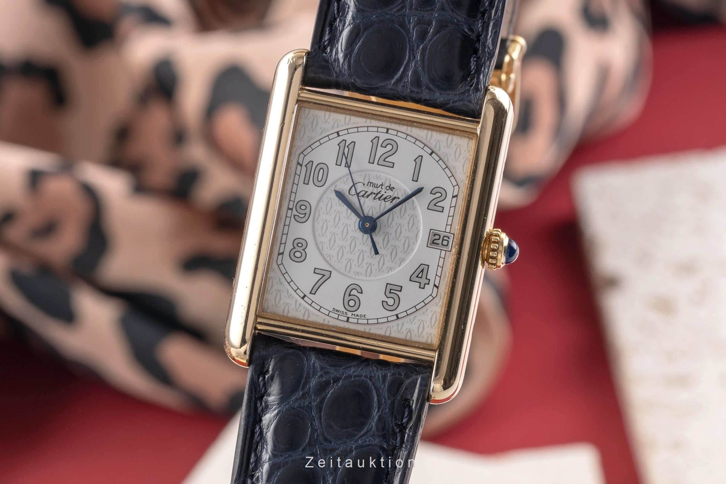 Cartier must Tank LM Silber vergoldet Quarz Herrenuhr Medium Ref. W1013954 2413 [2504078]