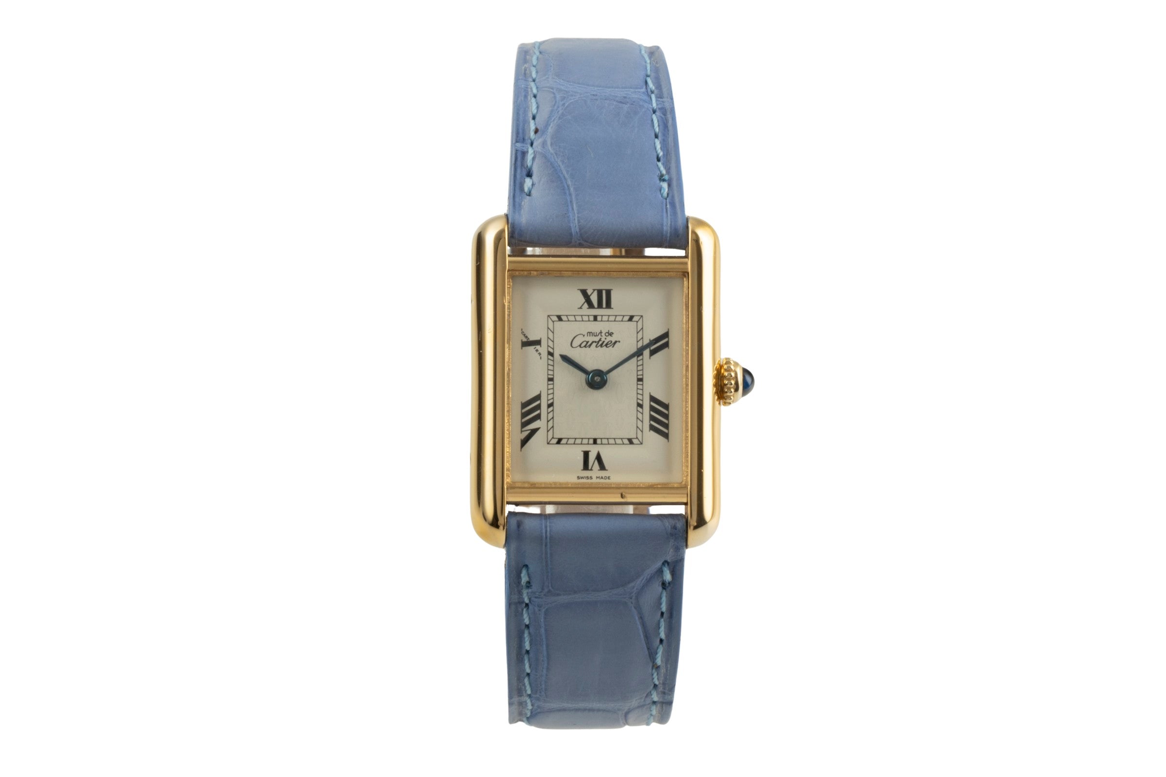Cartier must Tank SM 925 Silber vergoldet Quarz Damenuhr Ref. W1013654 2415 [2504125]