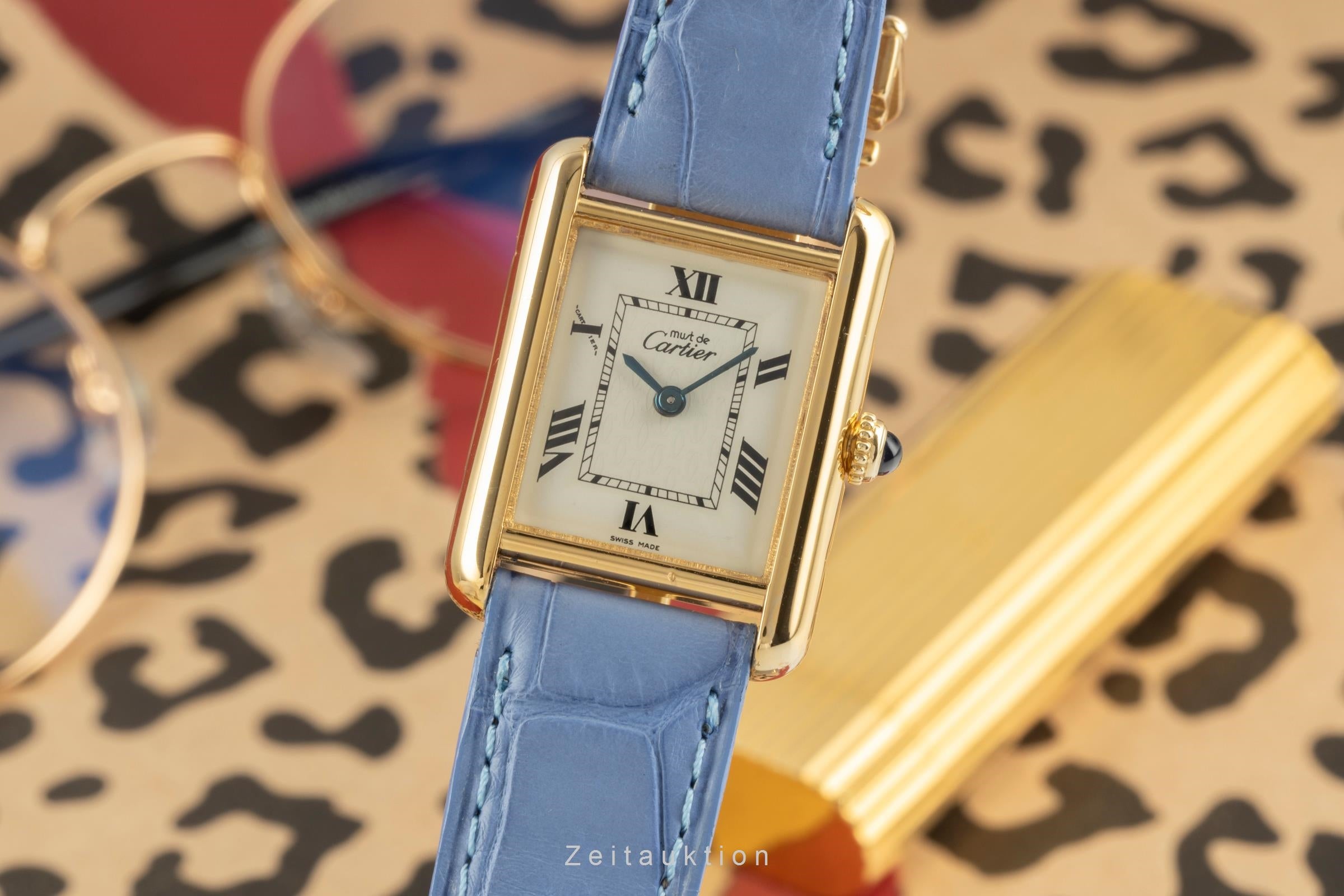 Cartier must Tank SM 925 Silber vergoldet Quarz Damenuhr Ref. W1013654 2415 [2504125]