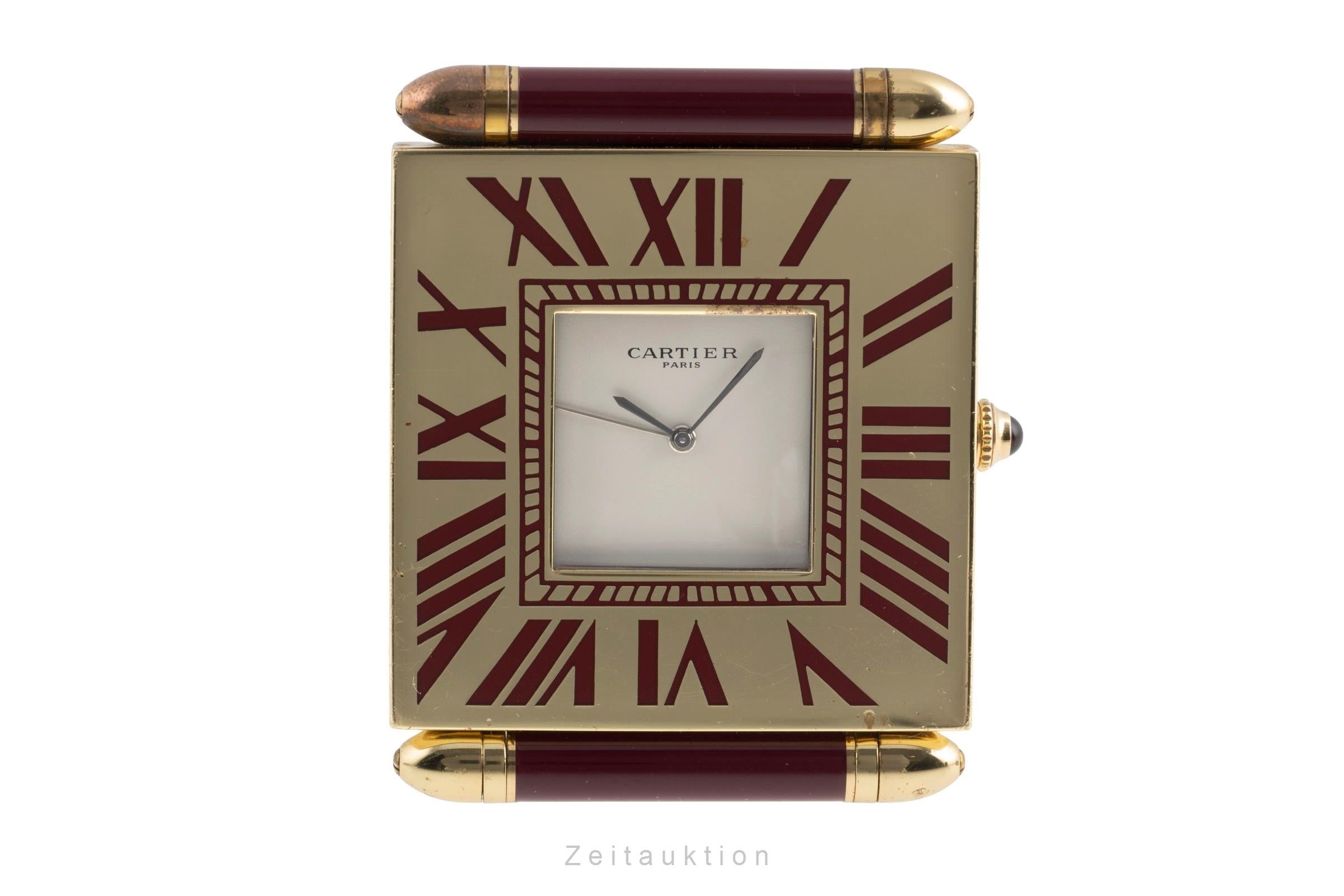 Cartier Pendulette latón bañado en oro cuarzo unisex  [2504165]