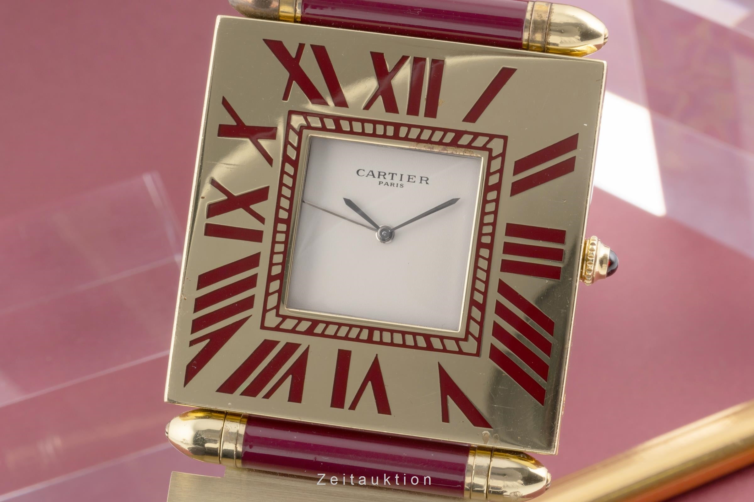 Cartier Pendulette latón bañado en oro cuarzo unisex  [2504165]