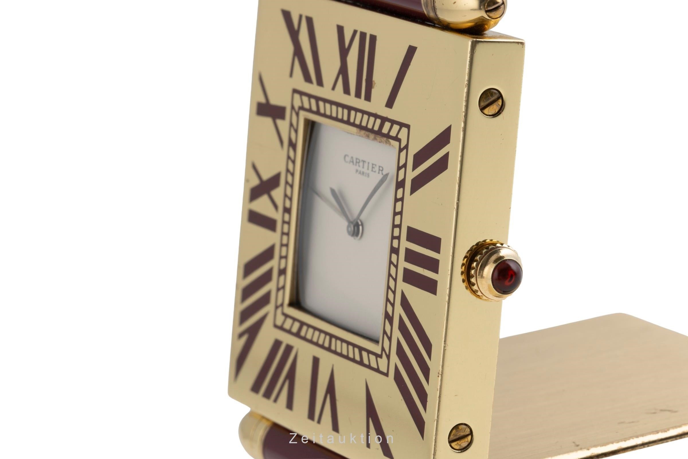 Cartier Pendulette latón bañado en oro cuarzo unisex  [2504165]