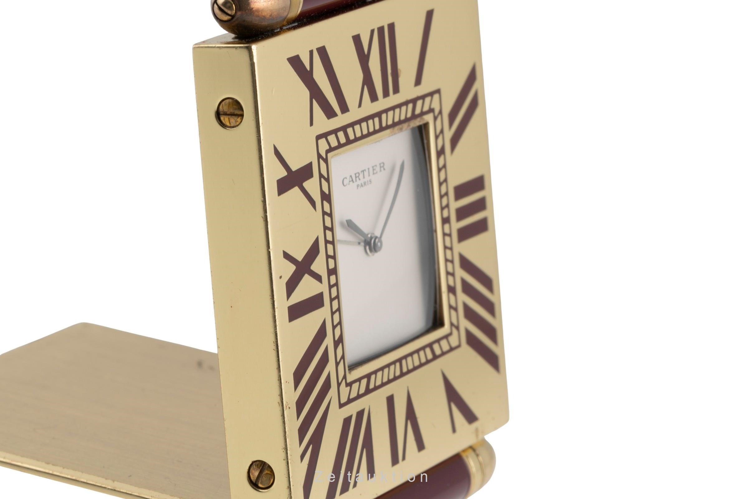 Cartier Pendulette latón bañado en oro cuarzo unisex  [2504165]