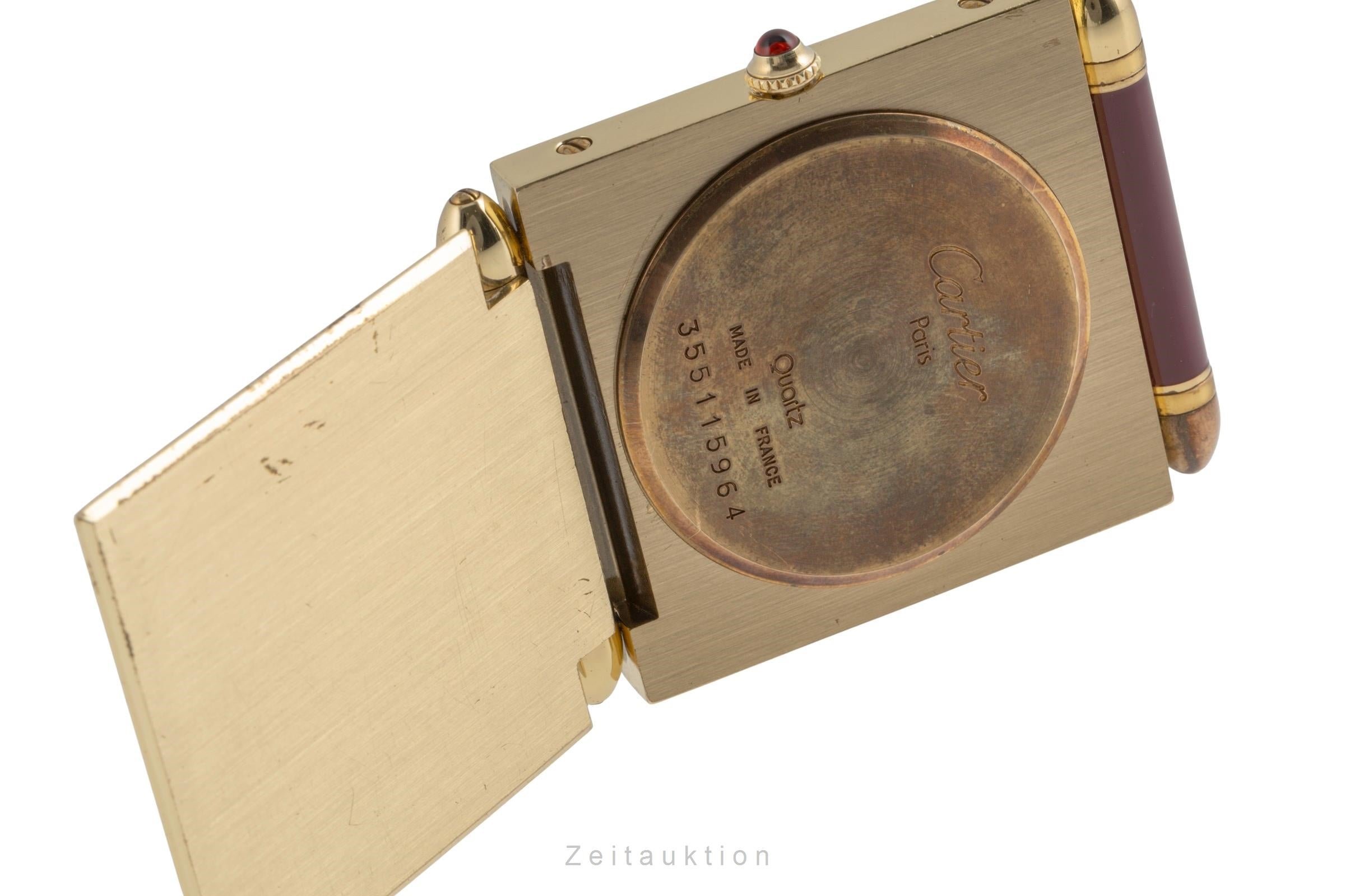 Cartier Pendulette latón bañado en oro cuarzo unisex  [2504165]