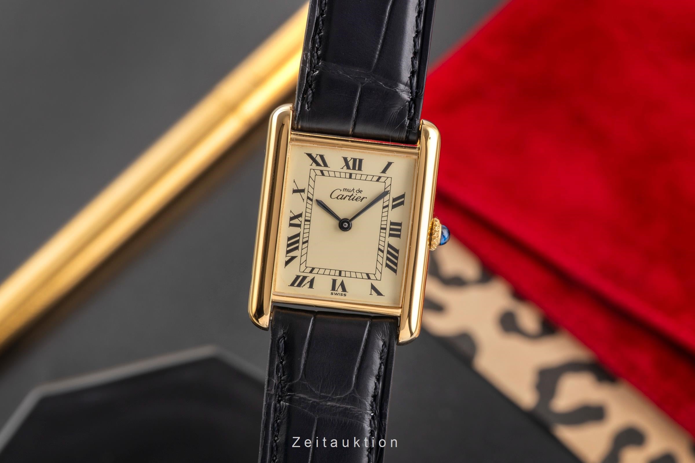 Cartier must de Tank GM Vermeil "Ivory Dial" Silber Handaufzug Medium Size Ref.6 [2504166]