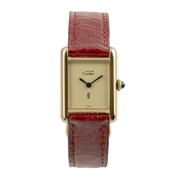 Cartier Tank argent doré à remontage manuel montre pour femmes 3  [2504215]