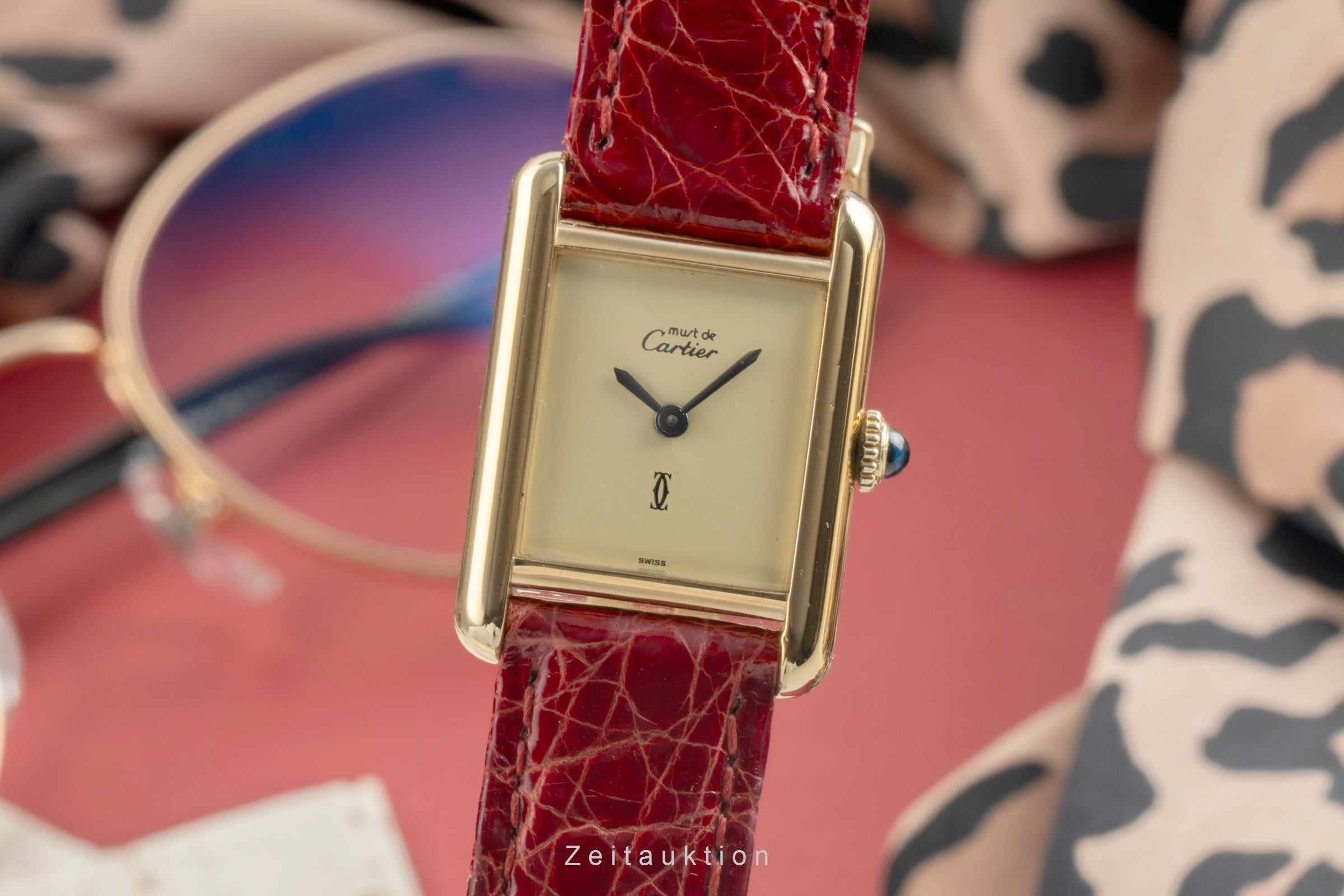 Cartier Tank argent doré à remontage manuel montre pour femmes 3  [2504215]